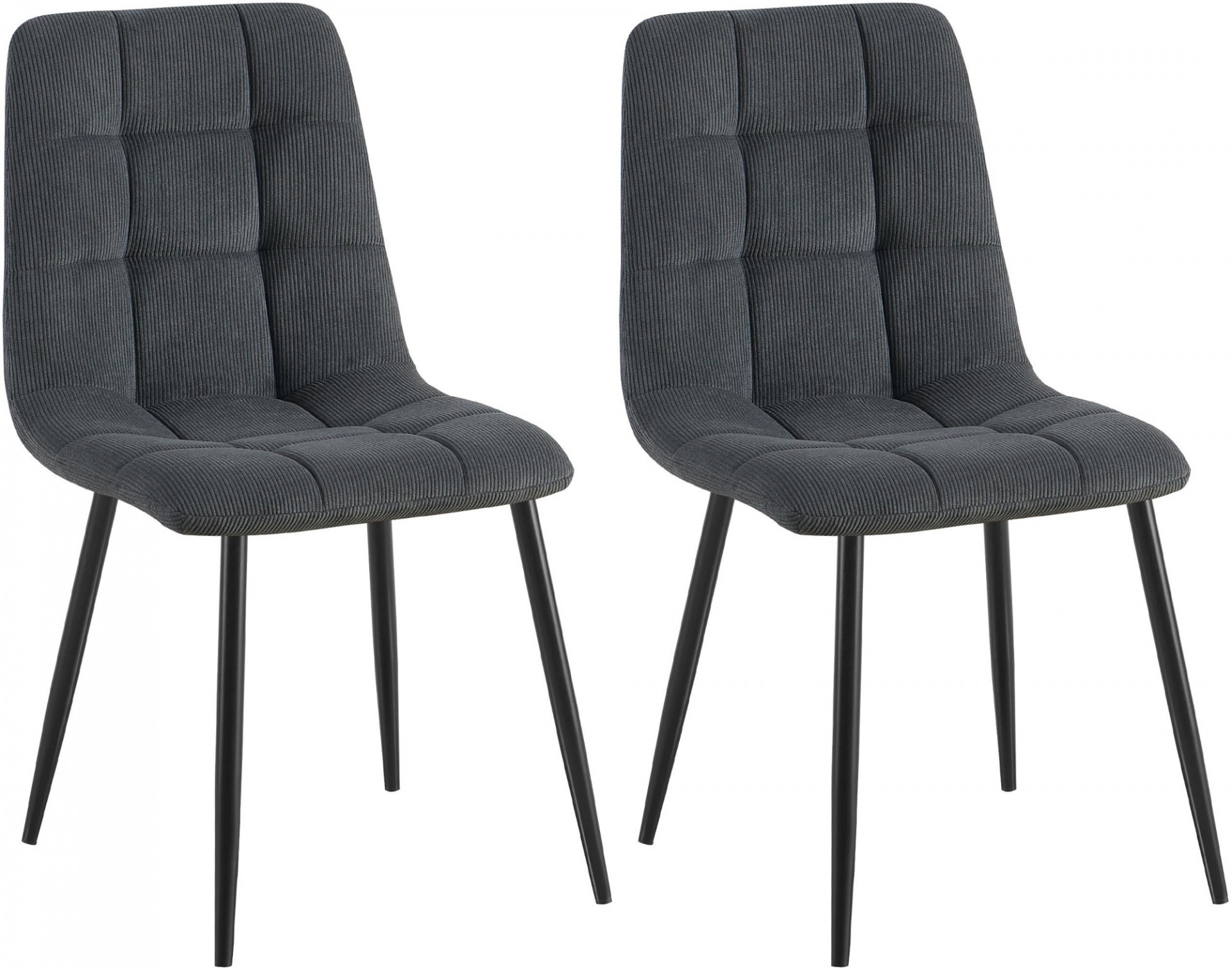 2er Set Esszimmerstuhl Tilde Cord, schwarz