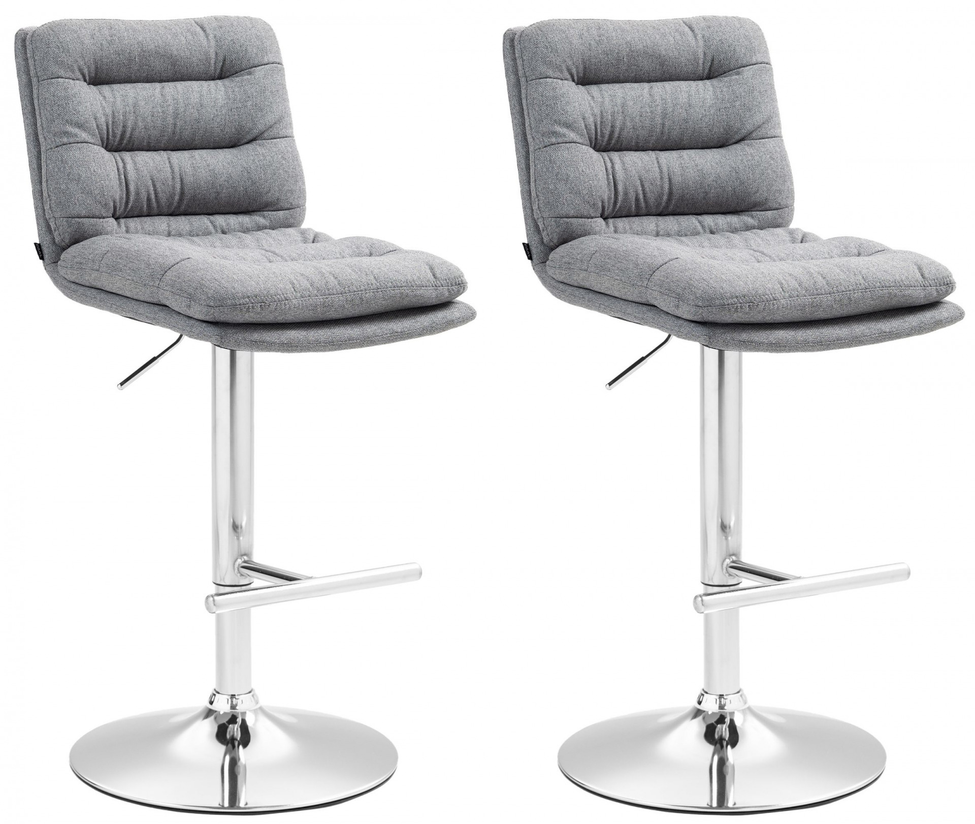 2er Set Barhocker Damar Stoff chrom, grau
