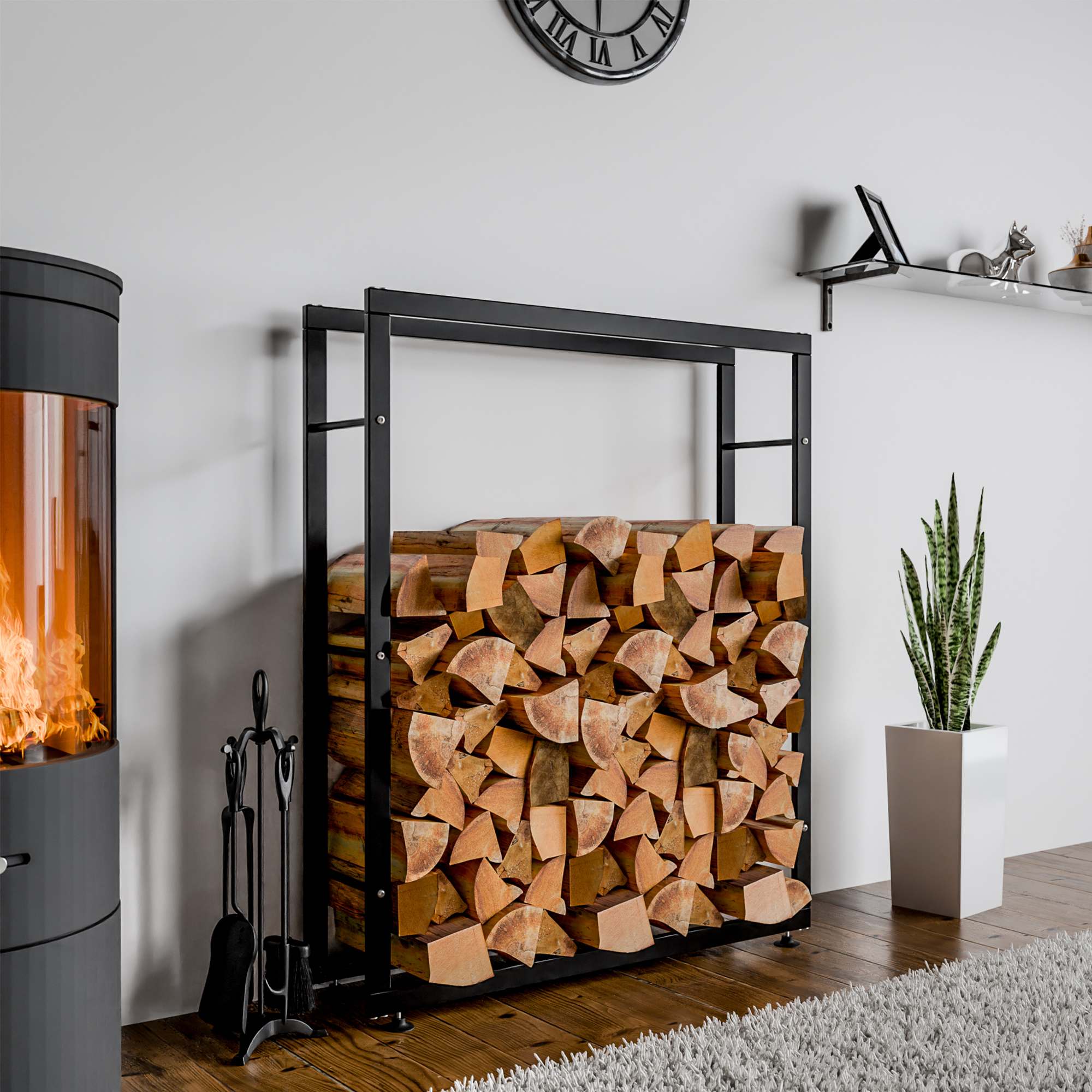 Kaminholzständer Keri V2 25x100x150, schwarz