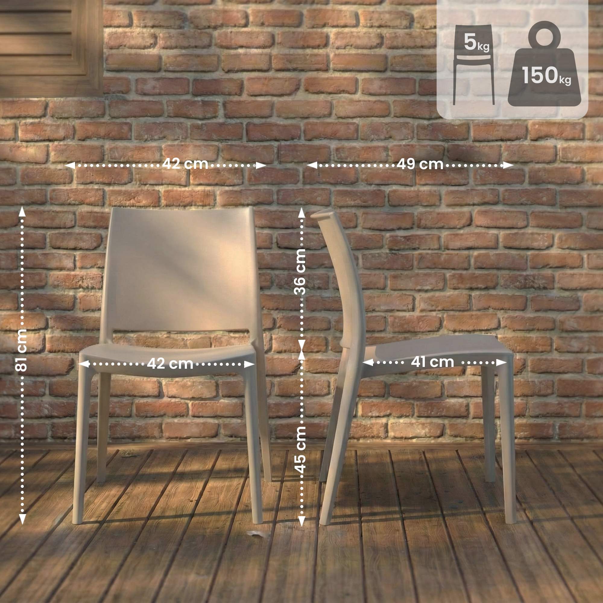 2er Set Stuhl Meton, taupe
