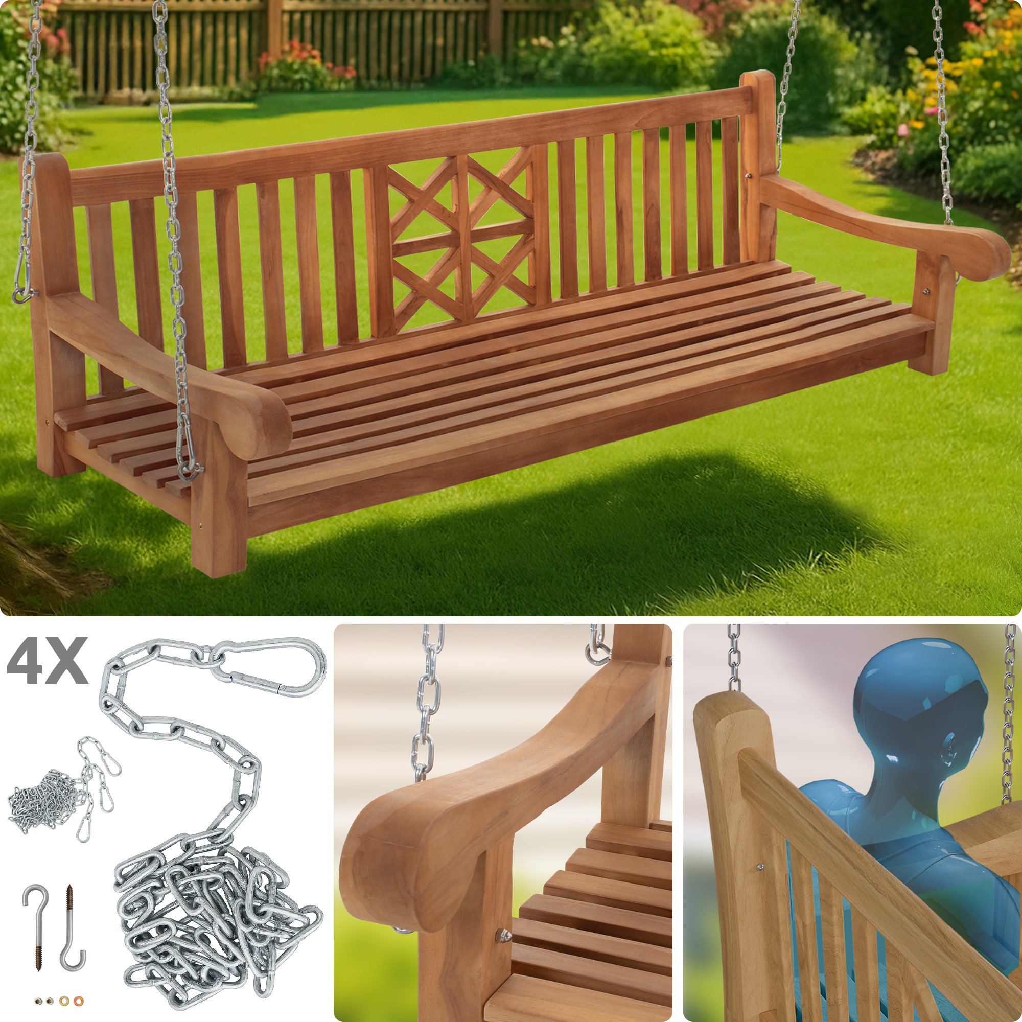 Schaukelbank Farm 200 cm, teak