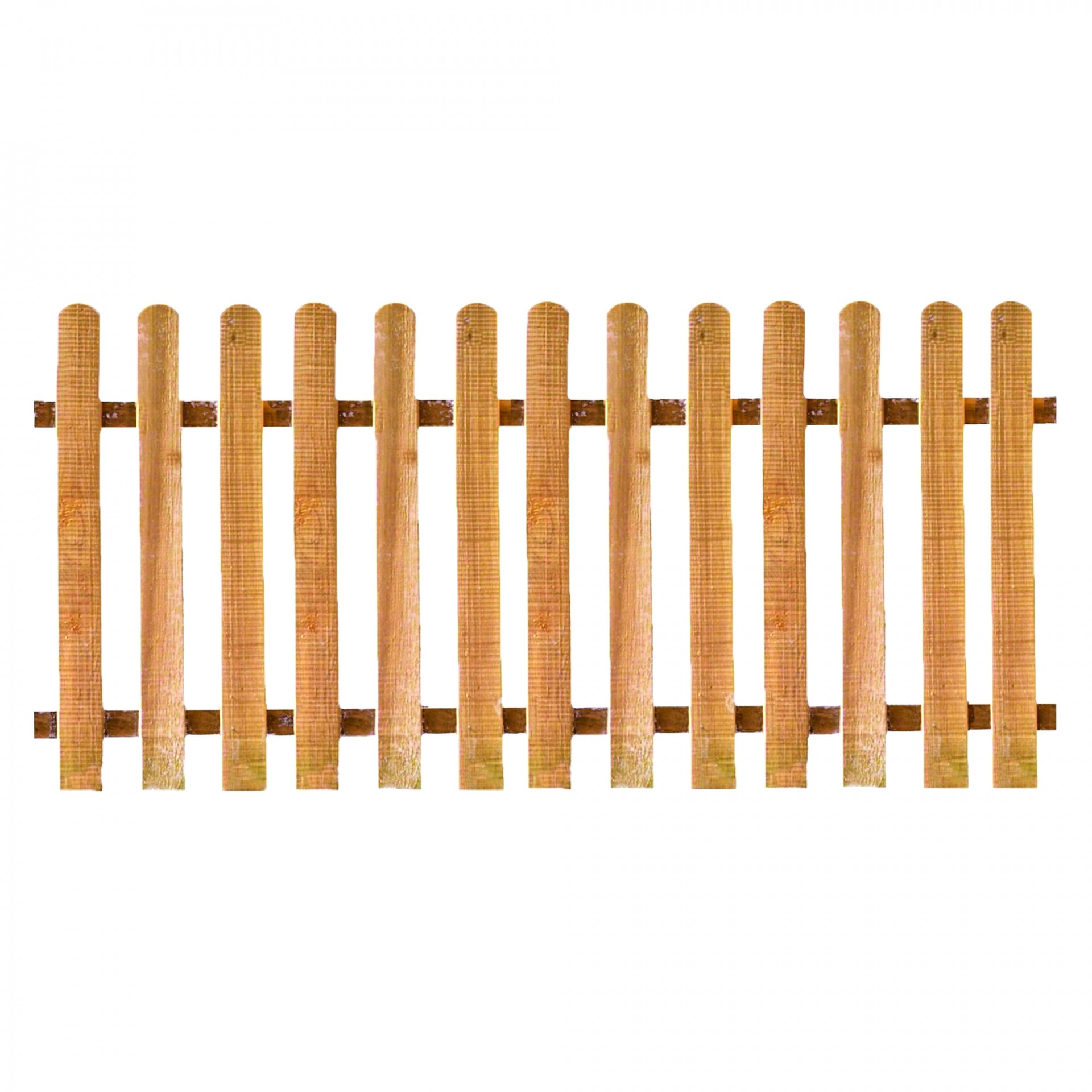 LUKA-Staketenzaun Eiche, 200 x 100 cm, gerade, Latten 20/90 mm, glatt, Riegel 28/70 mm
