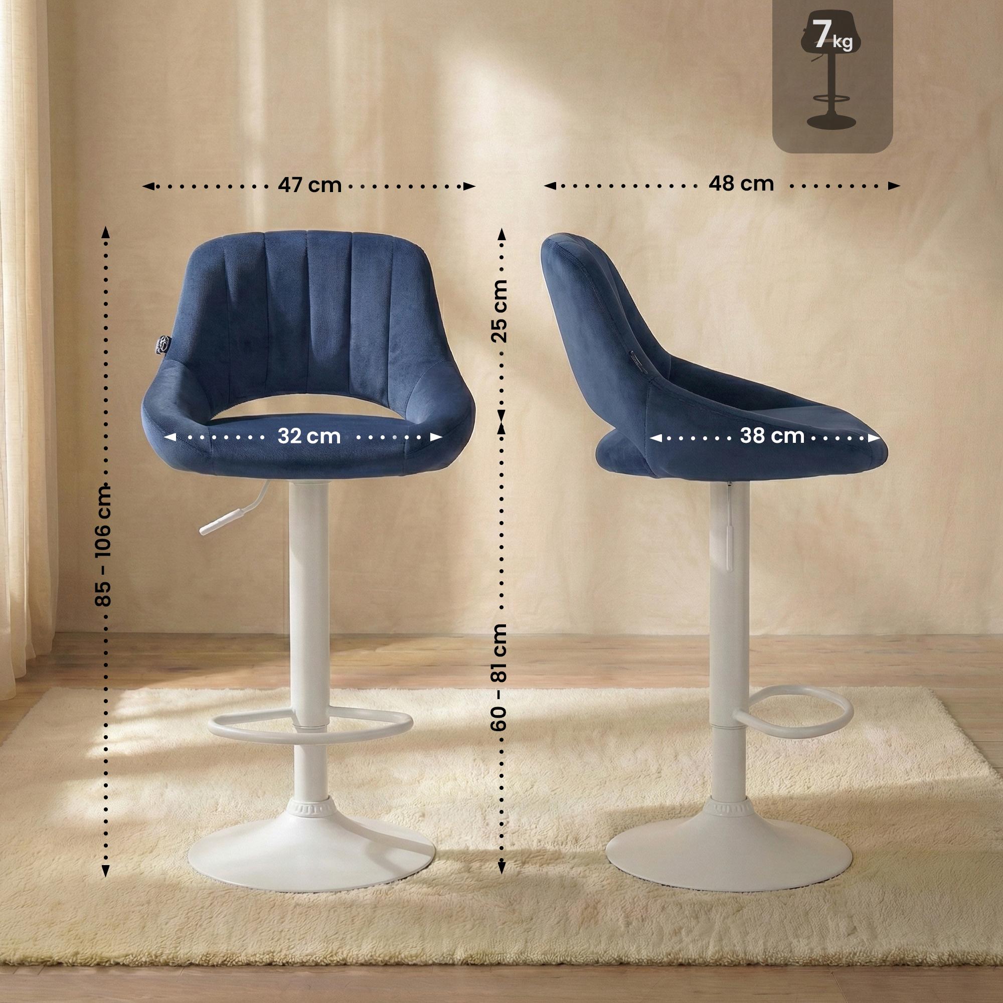 2er Set Barhocker Milet Samt W, blau