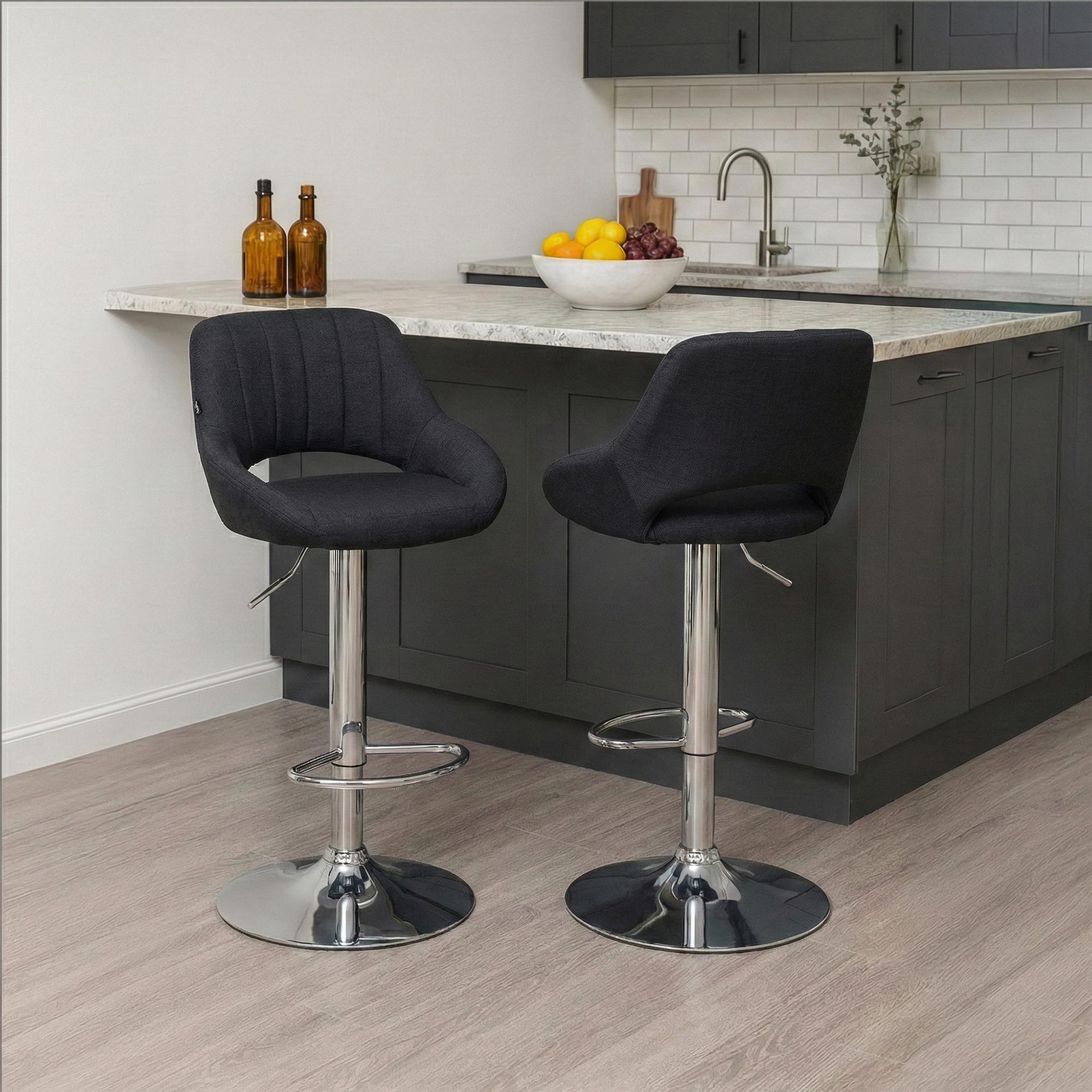2er Set Barhocker Milet Stoff C, schwarz