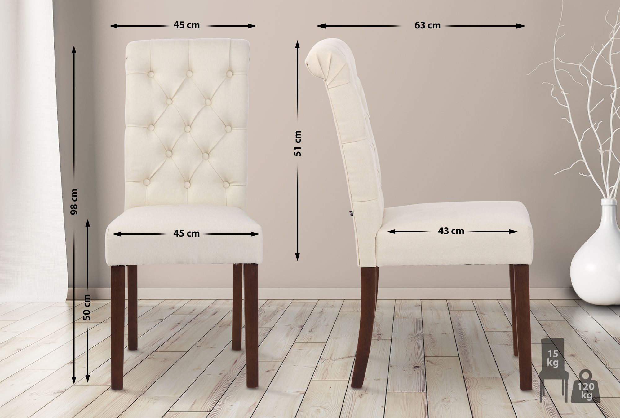 Esszimmerstuhl Lisburn Stoff, creme