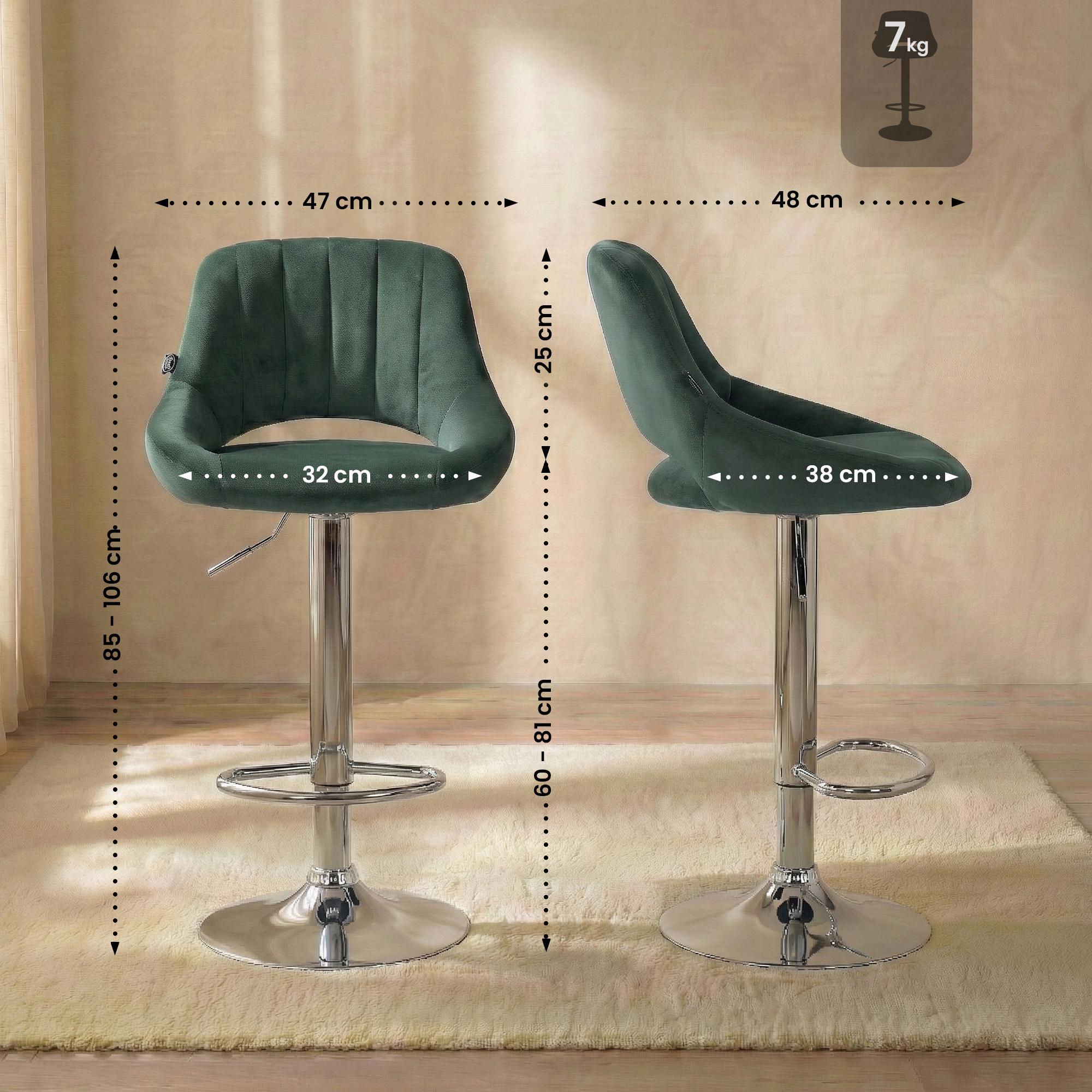 2er Set Barhocker Milet Samt C, grün