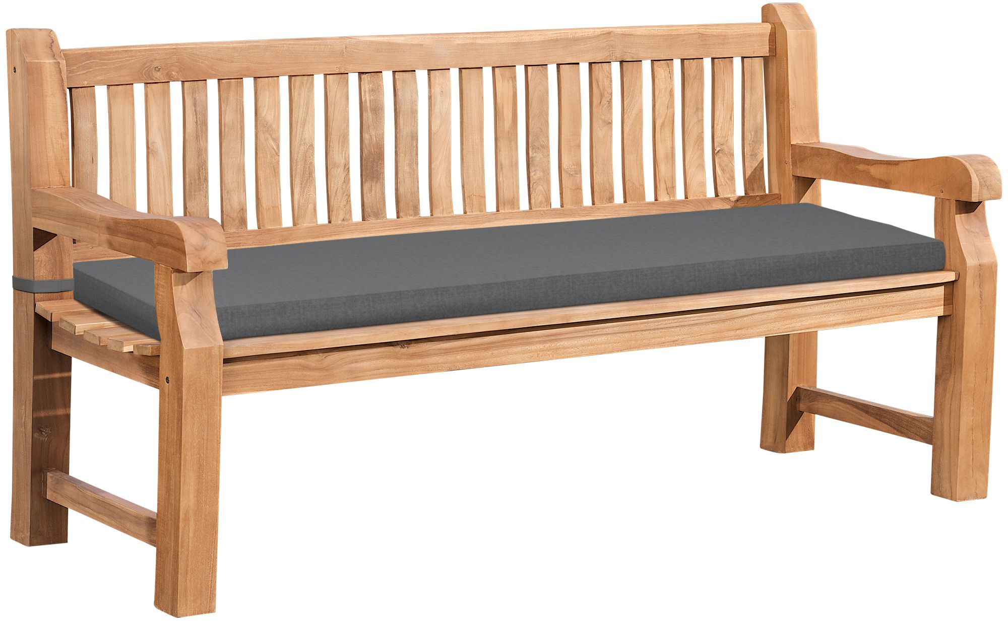 Teakbank Daxon mit Sitzkissen 180 cm, dunkelgrau