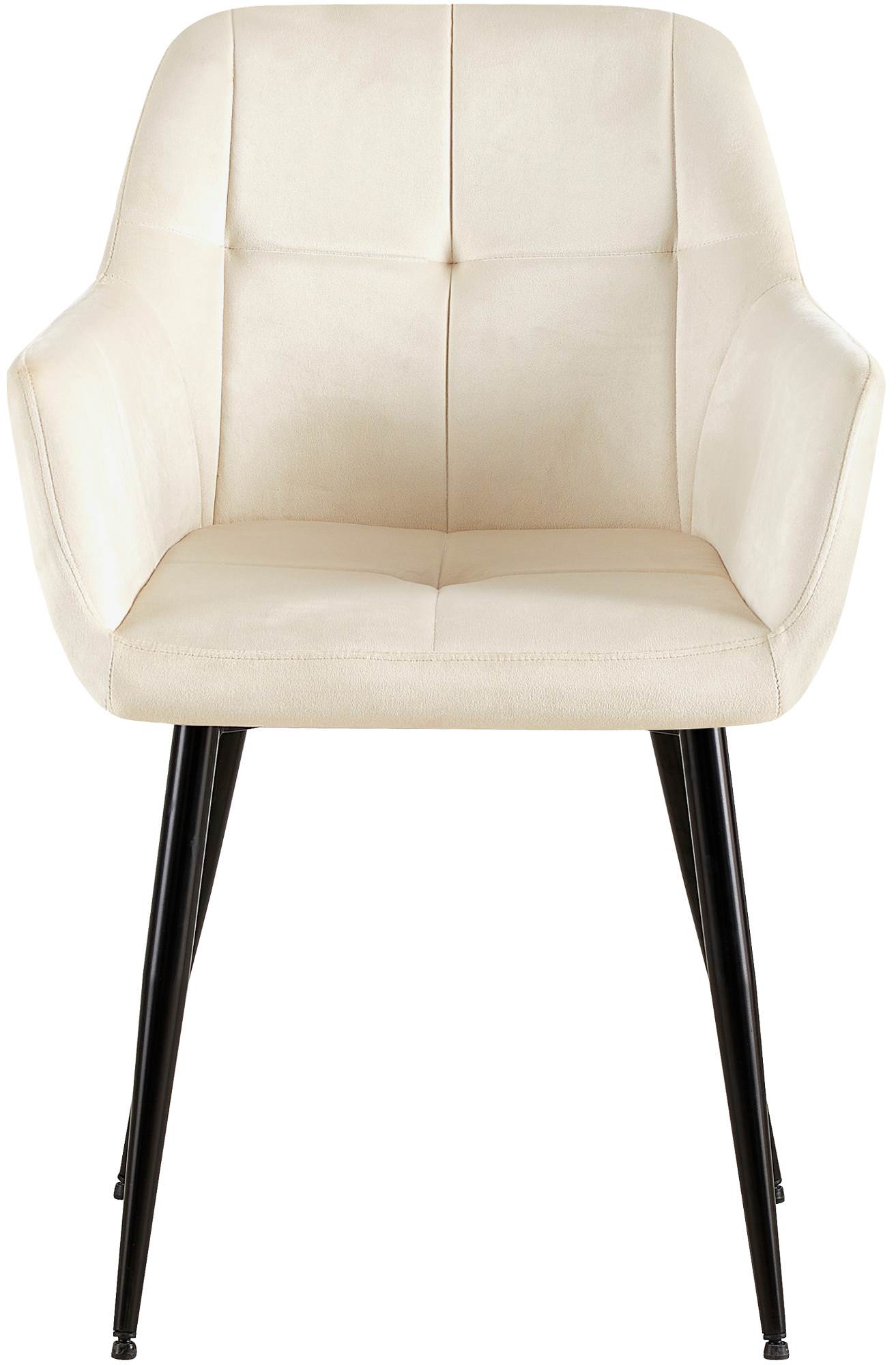 2er Set Esszimmerstuhl Emia Samt, creme