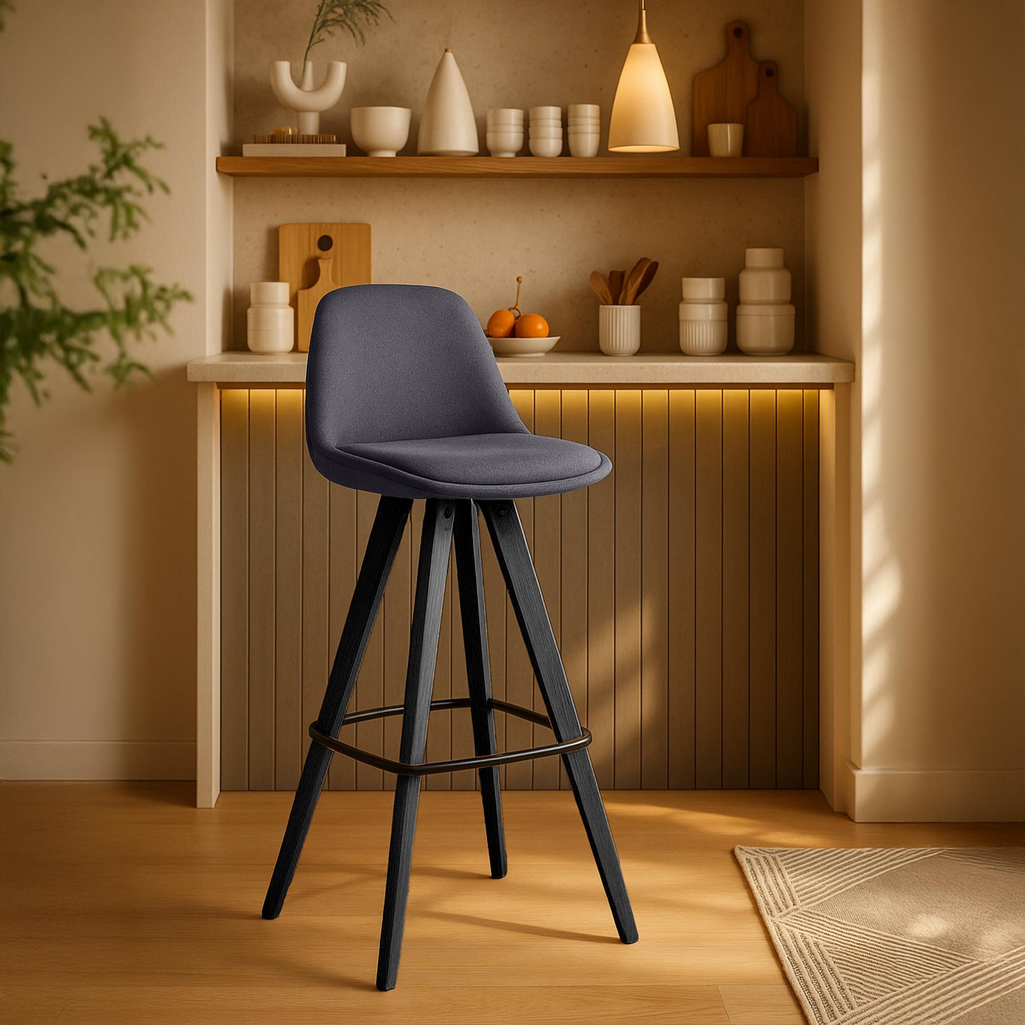 2er Set Barhocker Corbin Stoff Square, dunkelgrau