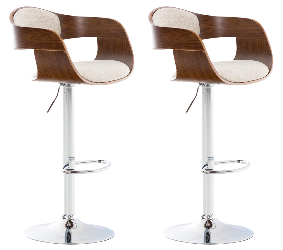 2er Set Barhocker Kingston C Stoff, walnuss/creme