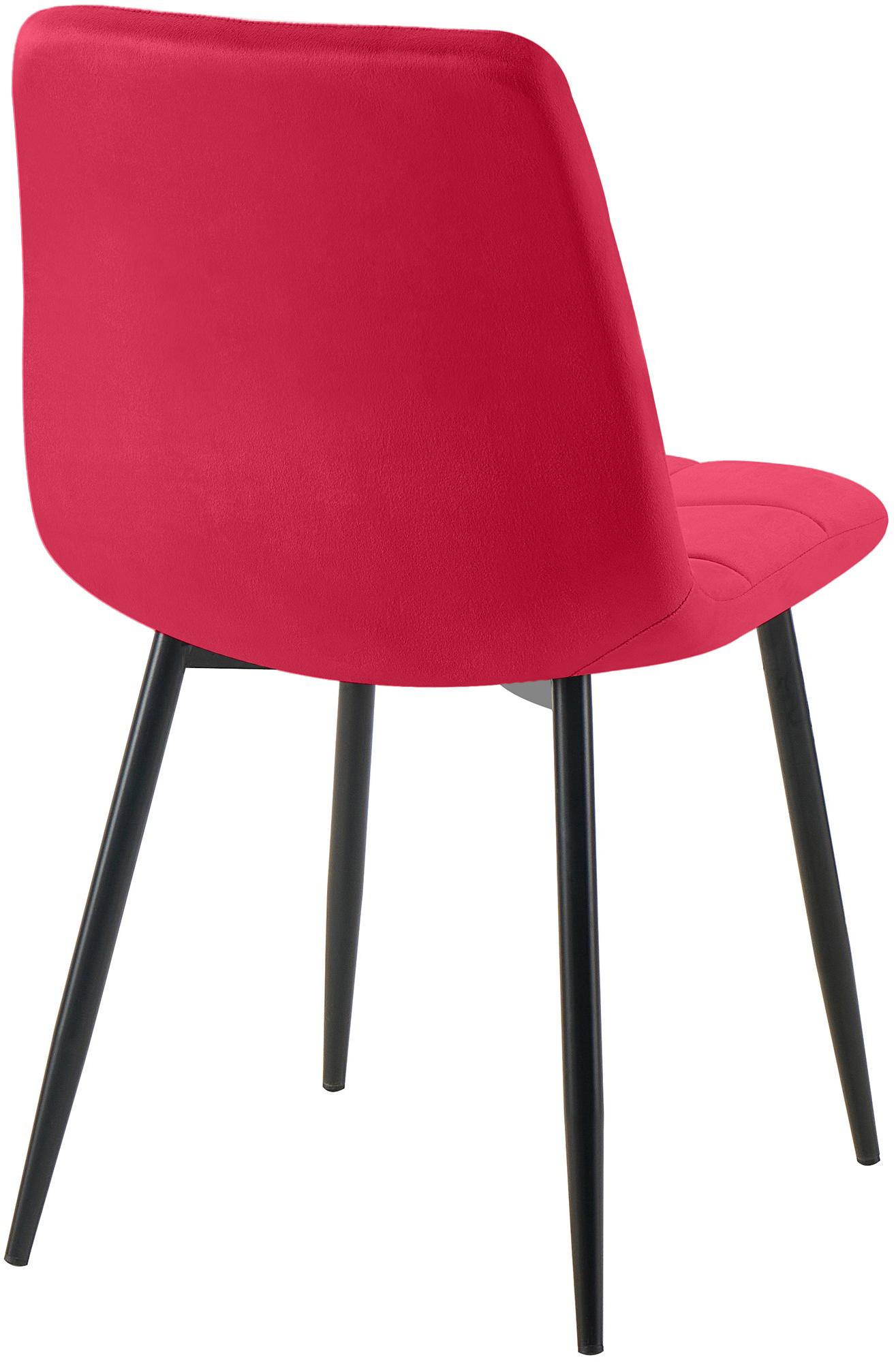 4er Set Esszimmerstuhl Tilde Samt, rot