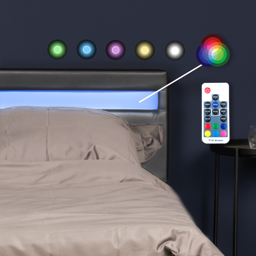 LED Bett ASTRO - 90 x 200 cm Dunkelgrau