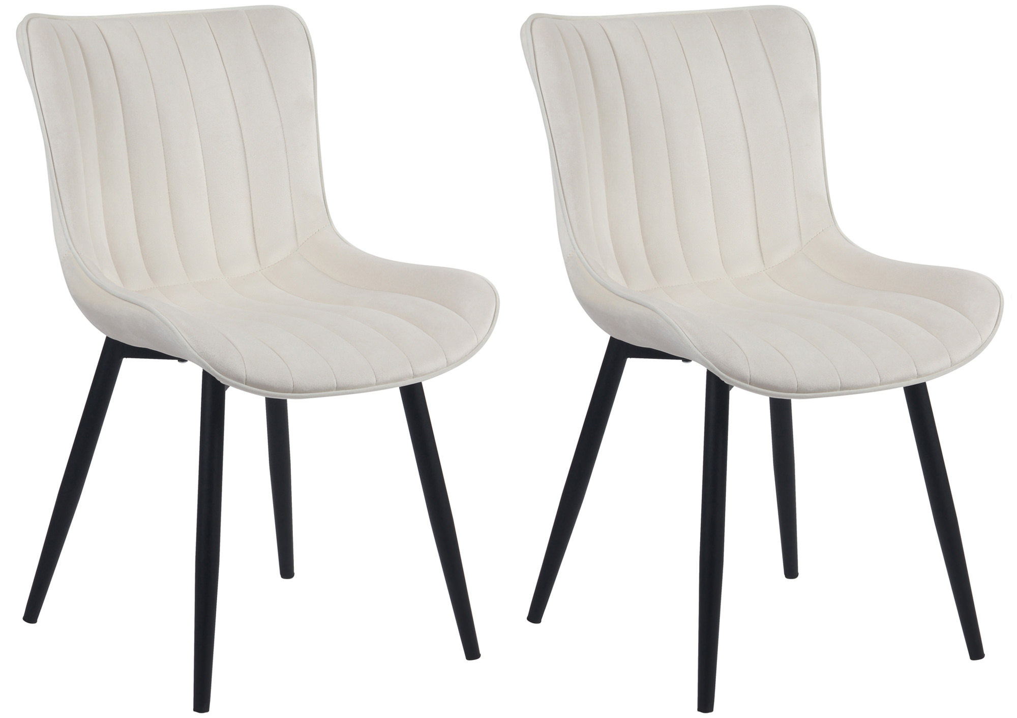 2er Set Stühle Largo Samt, creme