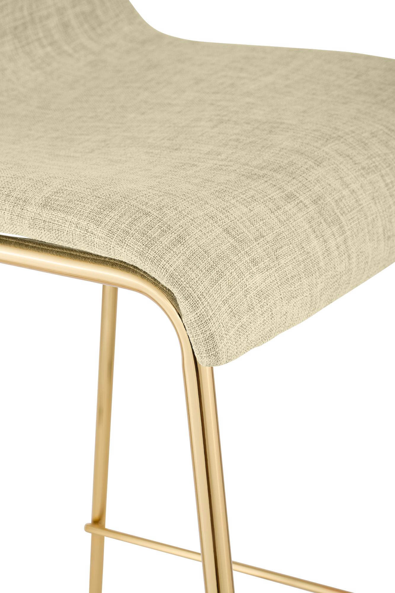 Barhocker Hoover Stoff 4-Fuß Gold, creme
