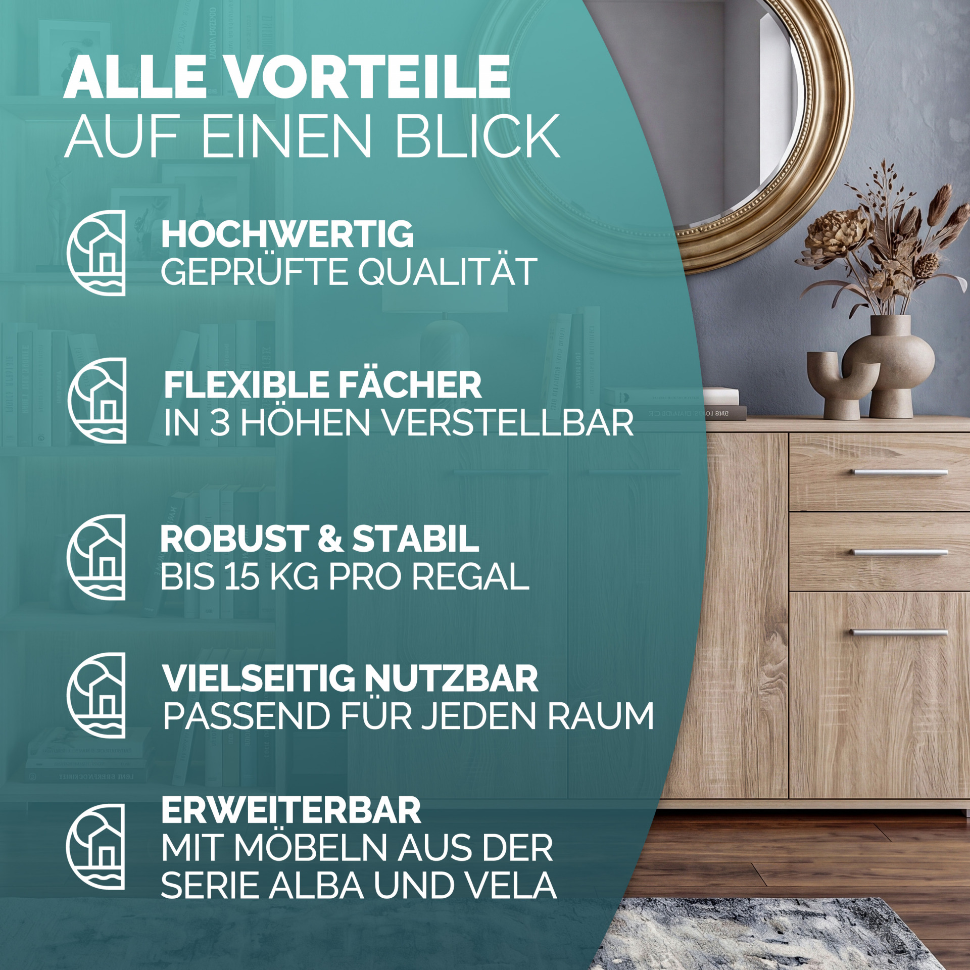 Kommode Alba Eiche 107x75x35cm