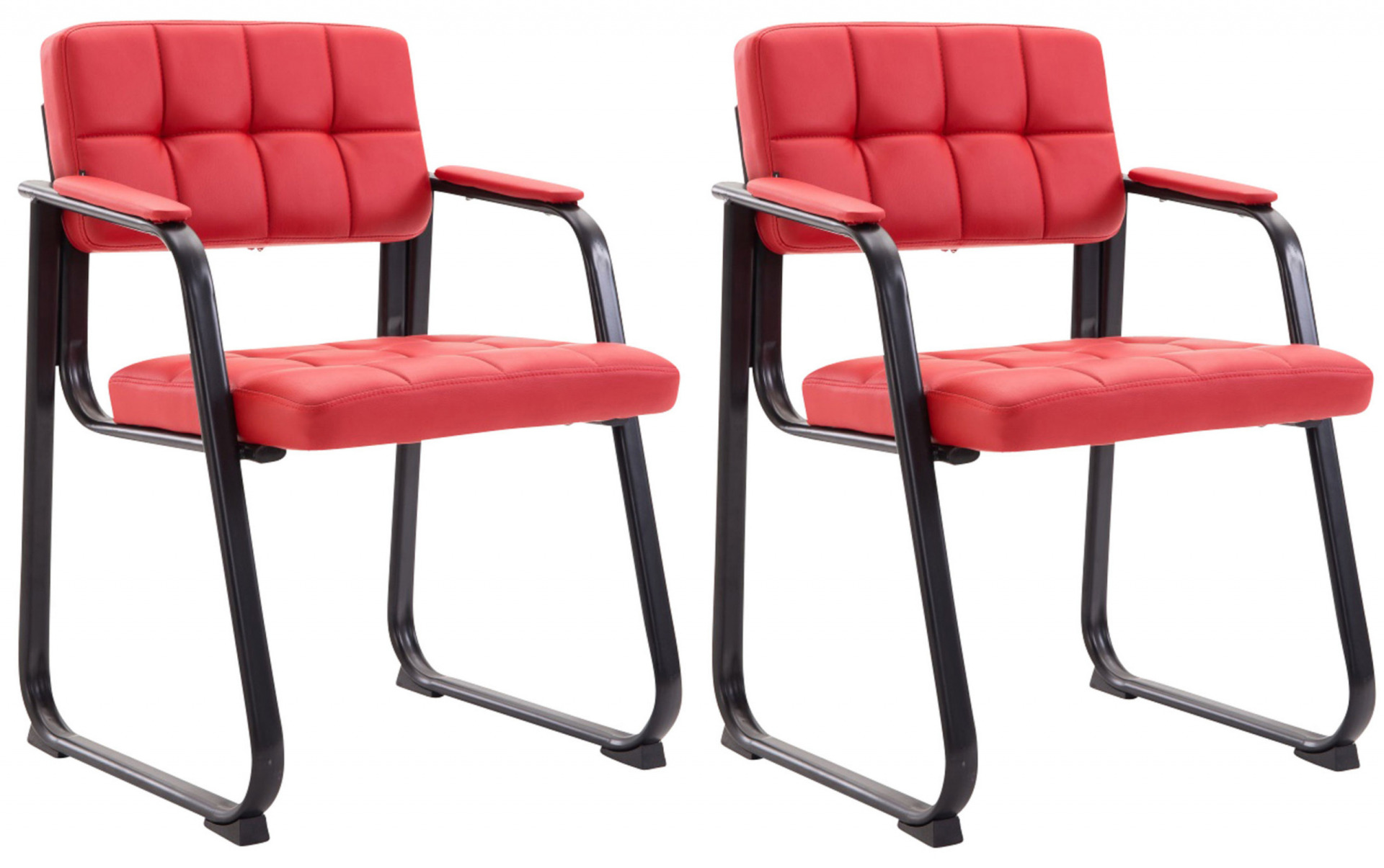 2er Set Besucherstühle Canada B Kunstleder, rot