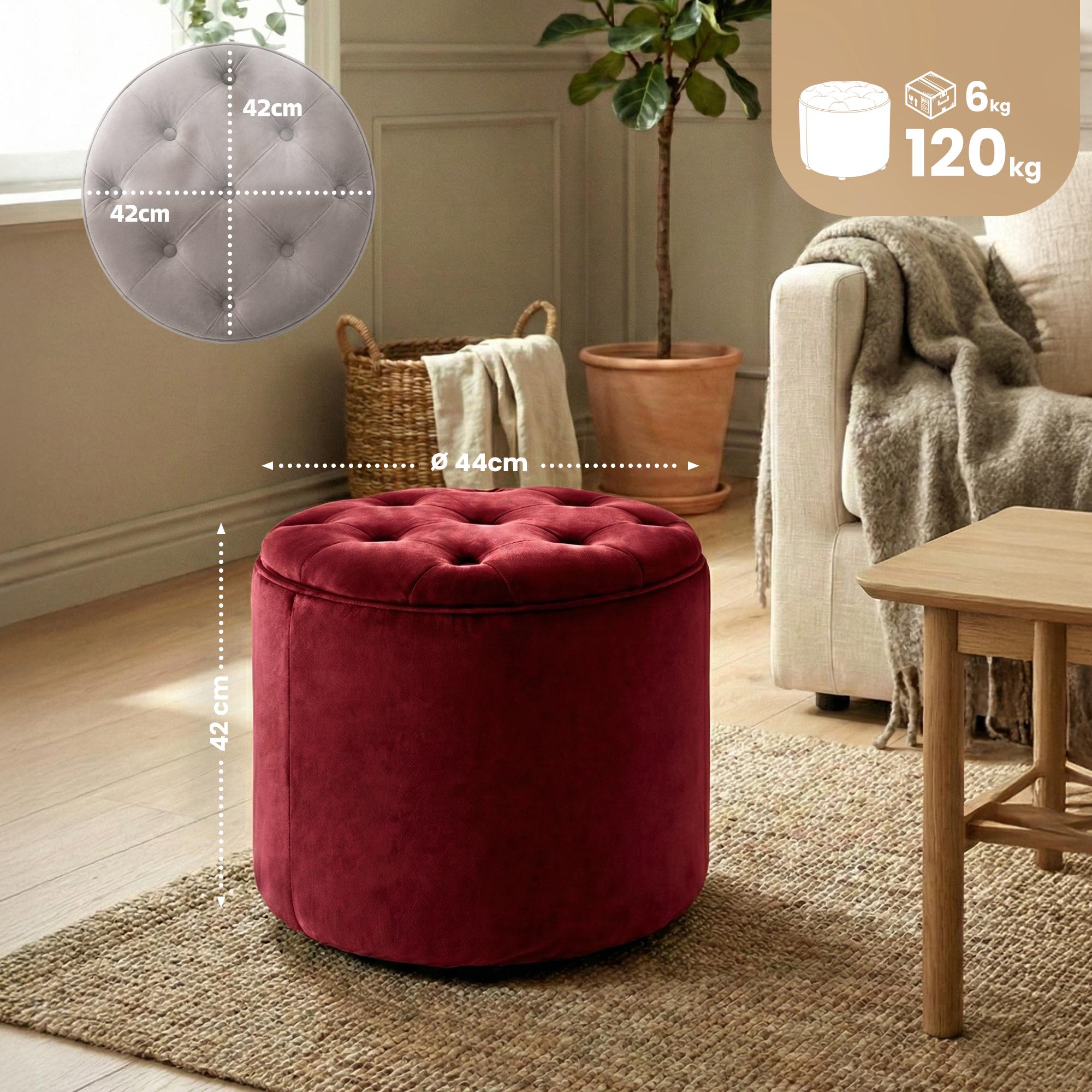 Sitzhocker Pantin Samt, rot