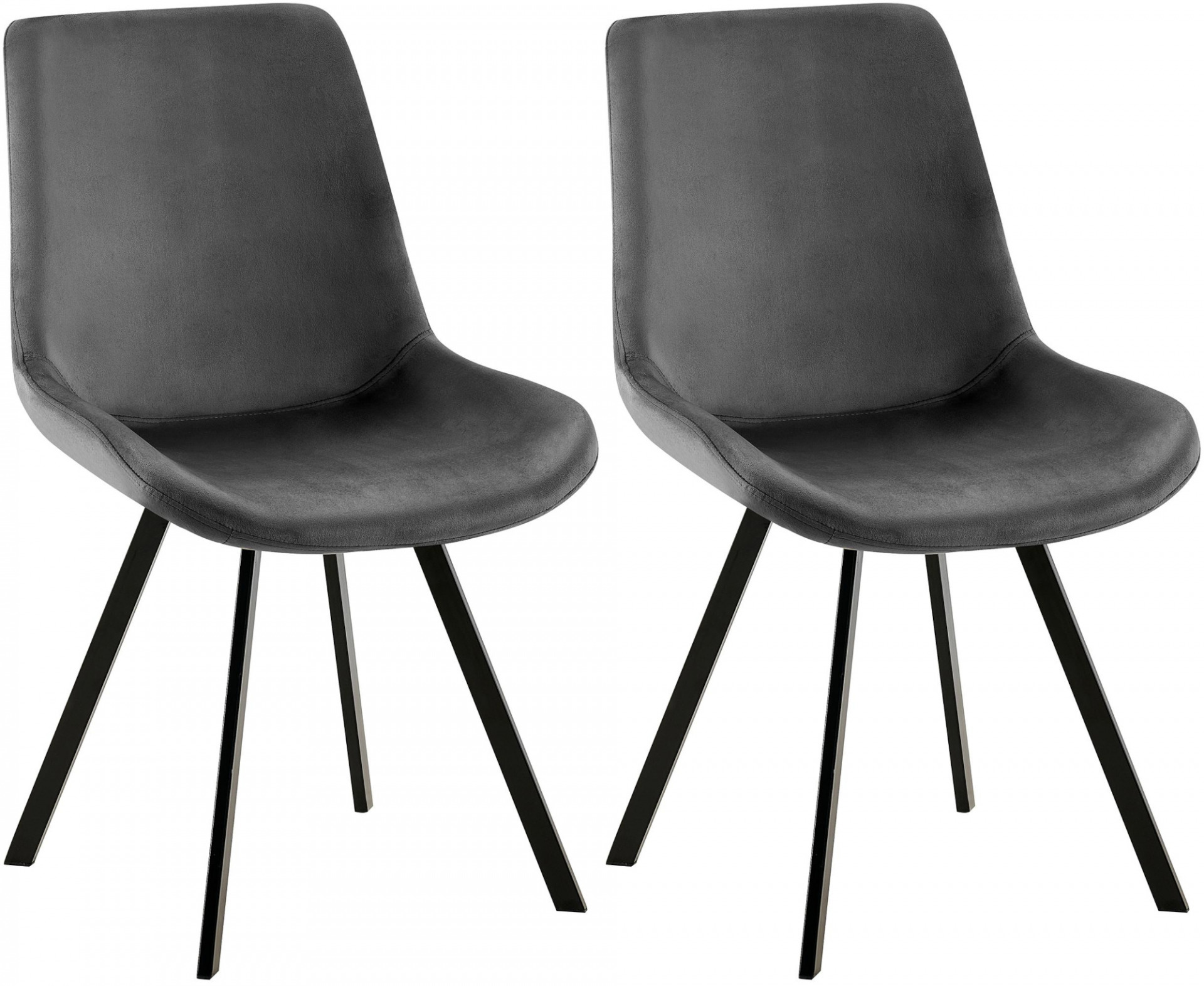 2er Set Esszimmerstuhl Lewes Samt, dunkelgrau