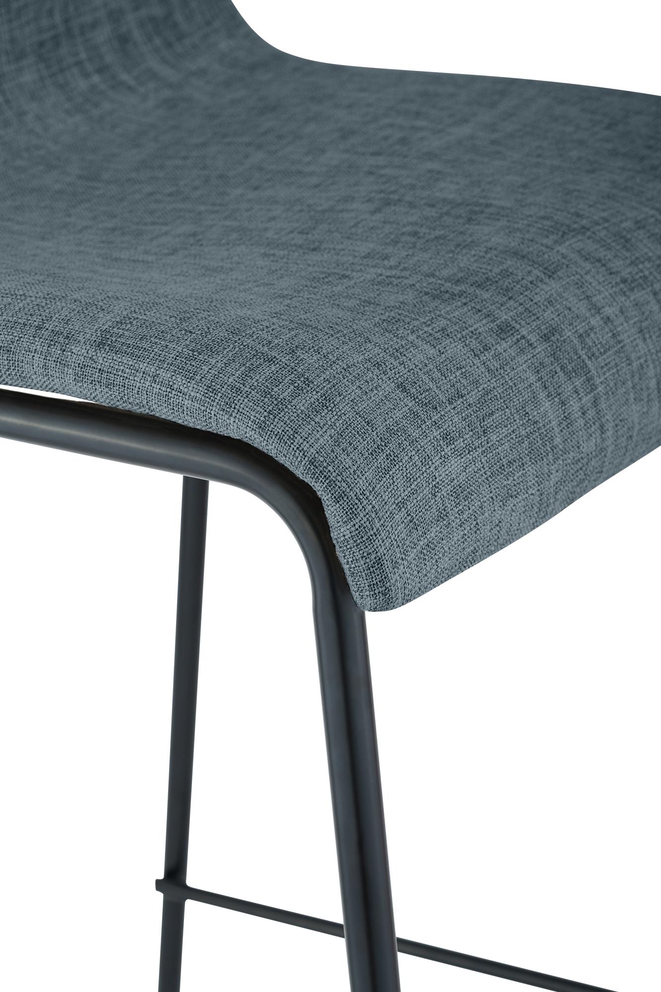 Barhocker Hoover Stoff 4-Fuß Gestell schwarz, blau