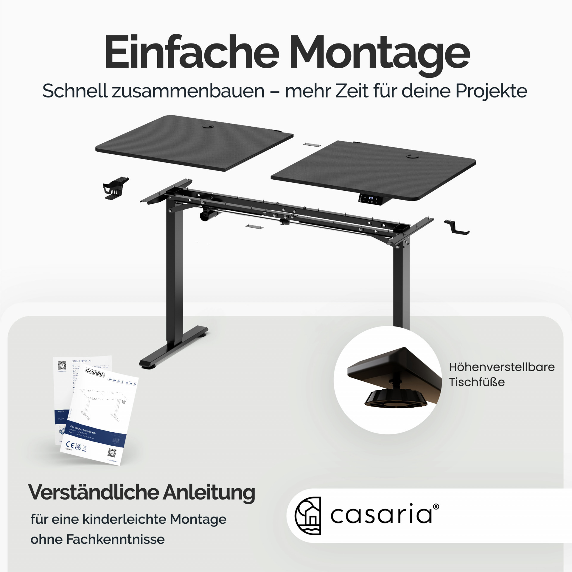 Höhenverstellbarer Schreibtisch Schwarz 140x60x73-118cm
