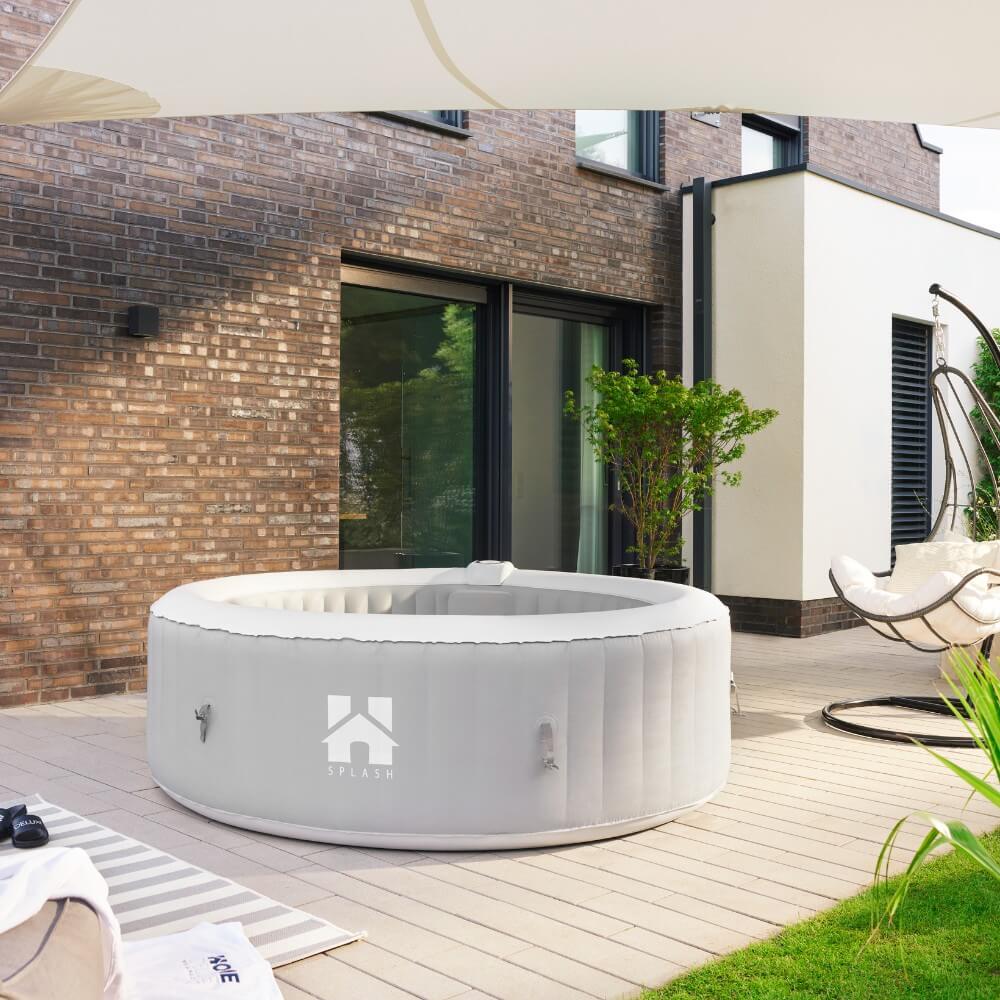 Outdoor Whirlpool aufblasbar SPLASH inkl. Abdeckung - Ø208 cm 6 Personen Uni Grau