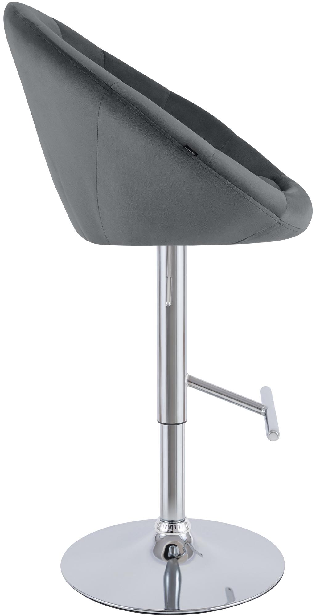 Barhocker London Samt chrom, dunkelgrau