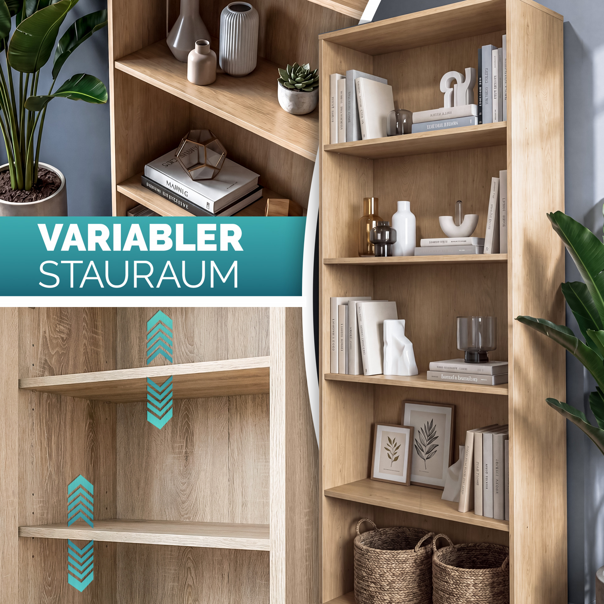 Bücherregal Vela Eiche 5 Fächer