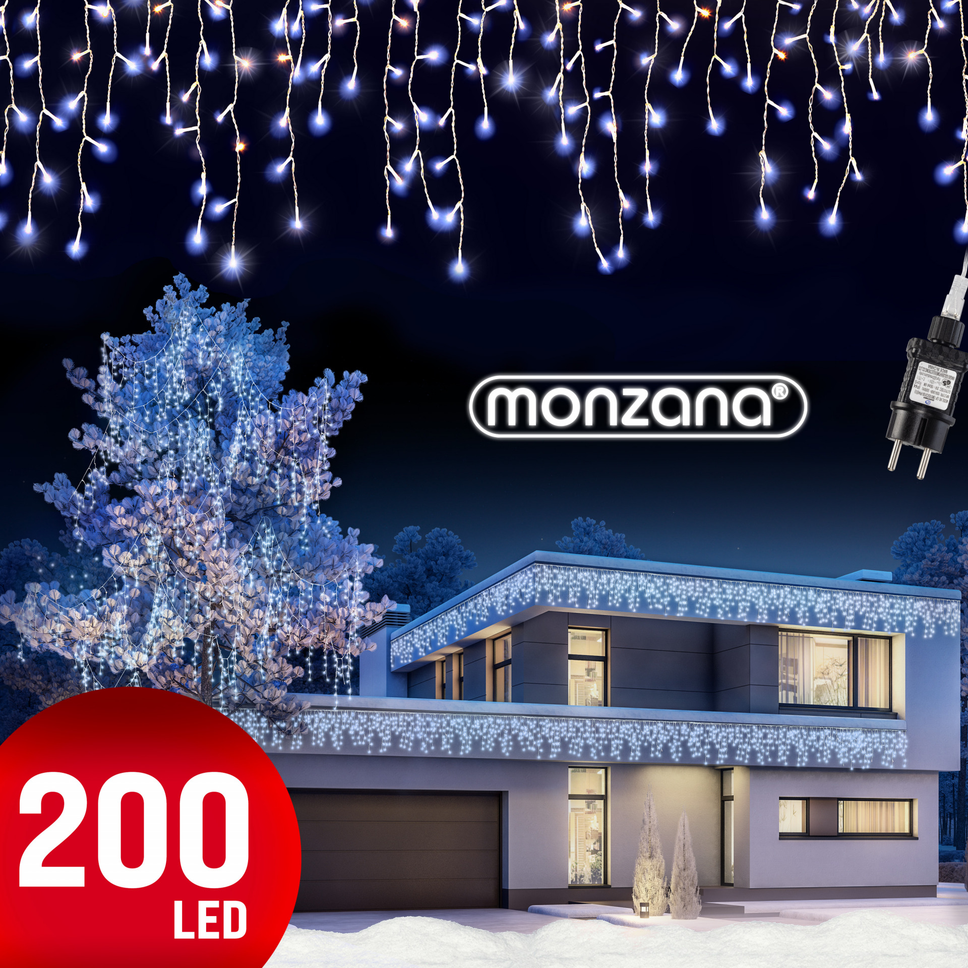 Regenlichterkette LED Weihnachten Kaltweiß 10m