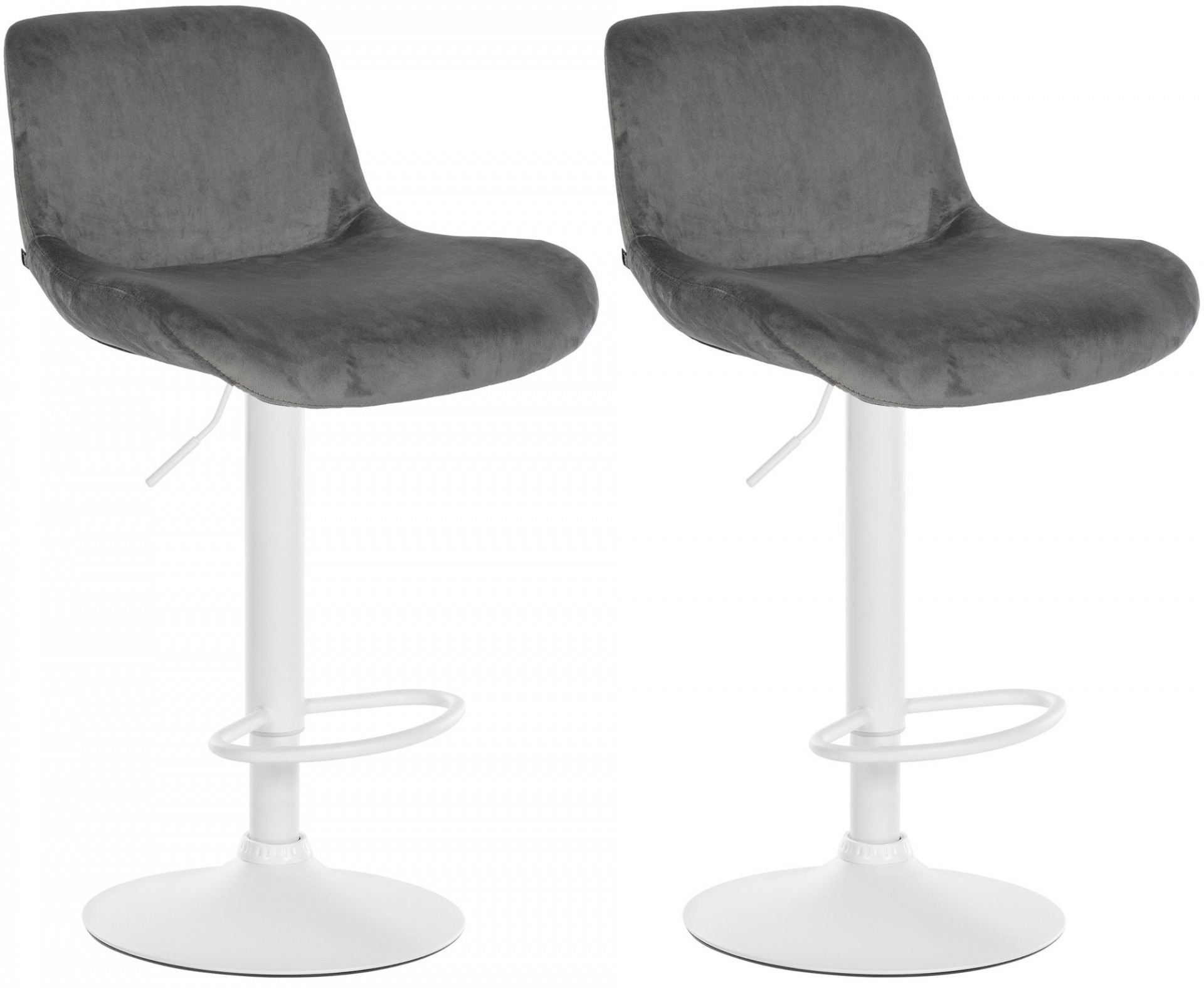 2er Set Barhocker Solon Weiß Samt, dunkelgrau