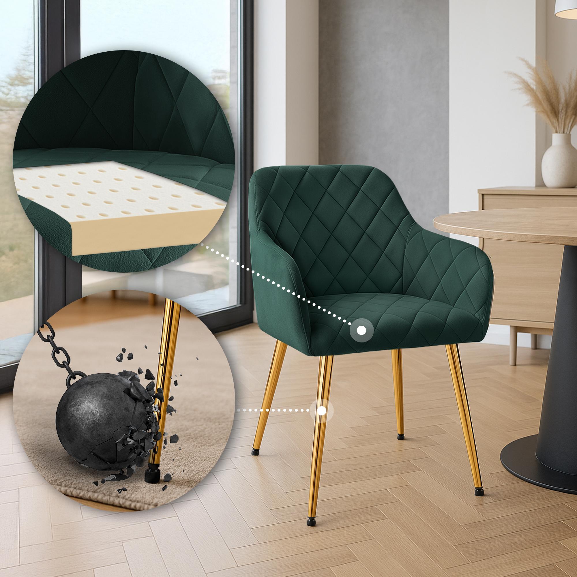 2er Set Esszimmerstuhl Monett Samt G, grün