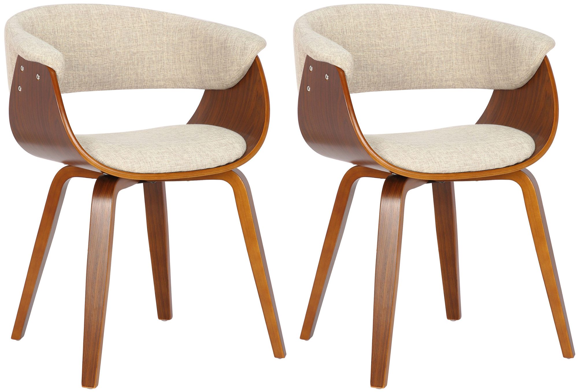 2er Set Stühle Bruce Stoff, walnuss/creme