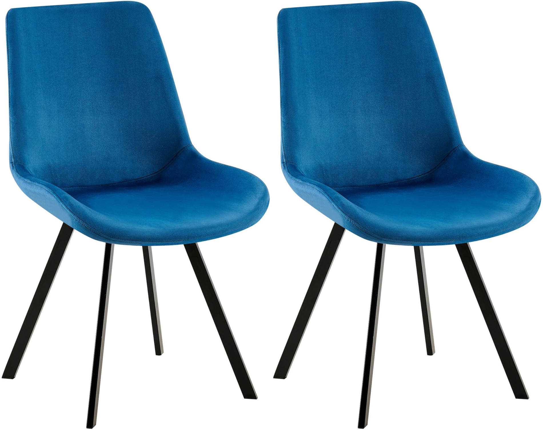 2er Set Esszimmerstuhl Lewes Samt, dunkelblau