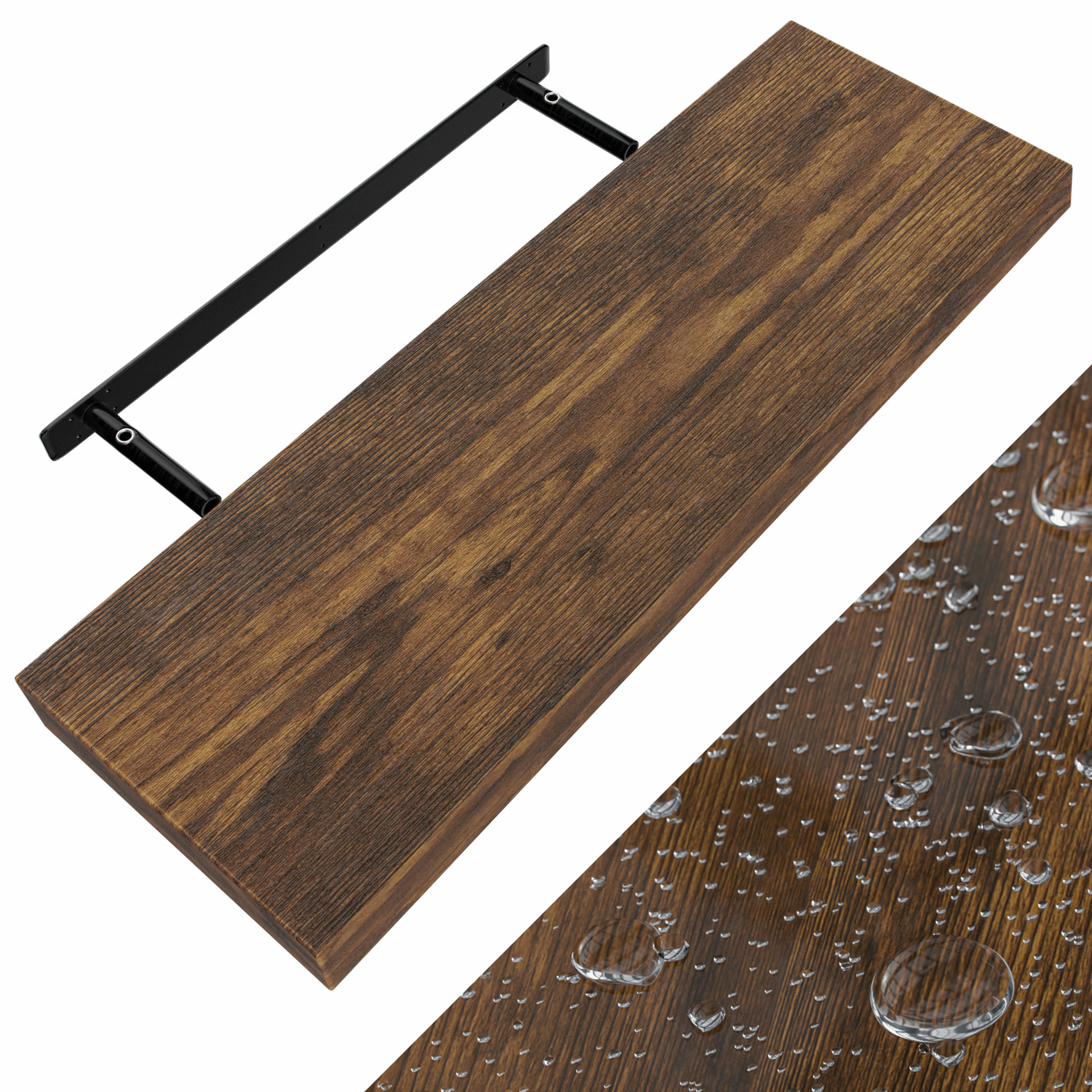 Wandregal Schweberegal 70cm Eiche dunkel + Halterung