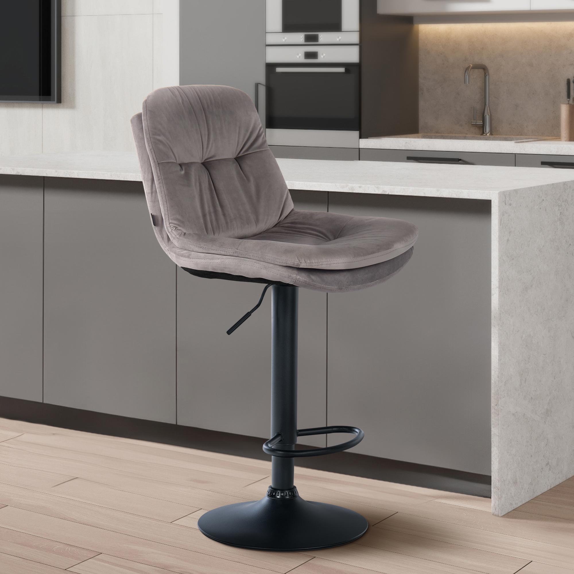 Barhocker Laurel Samt schwarz, grau