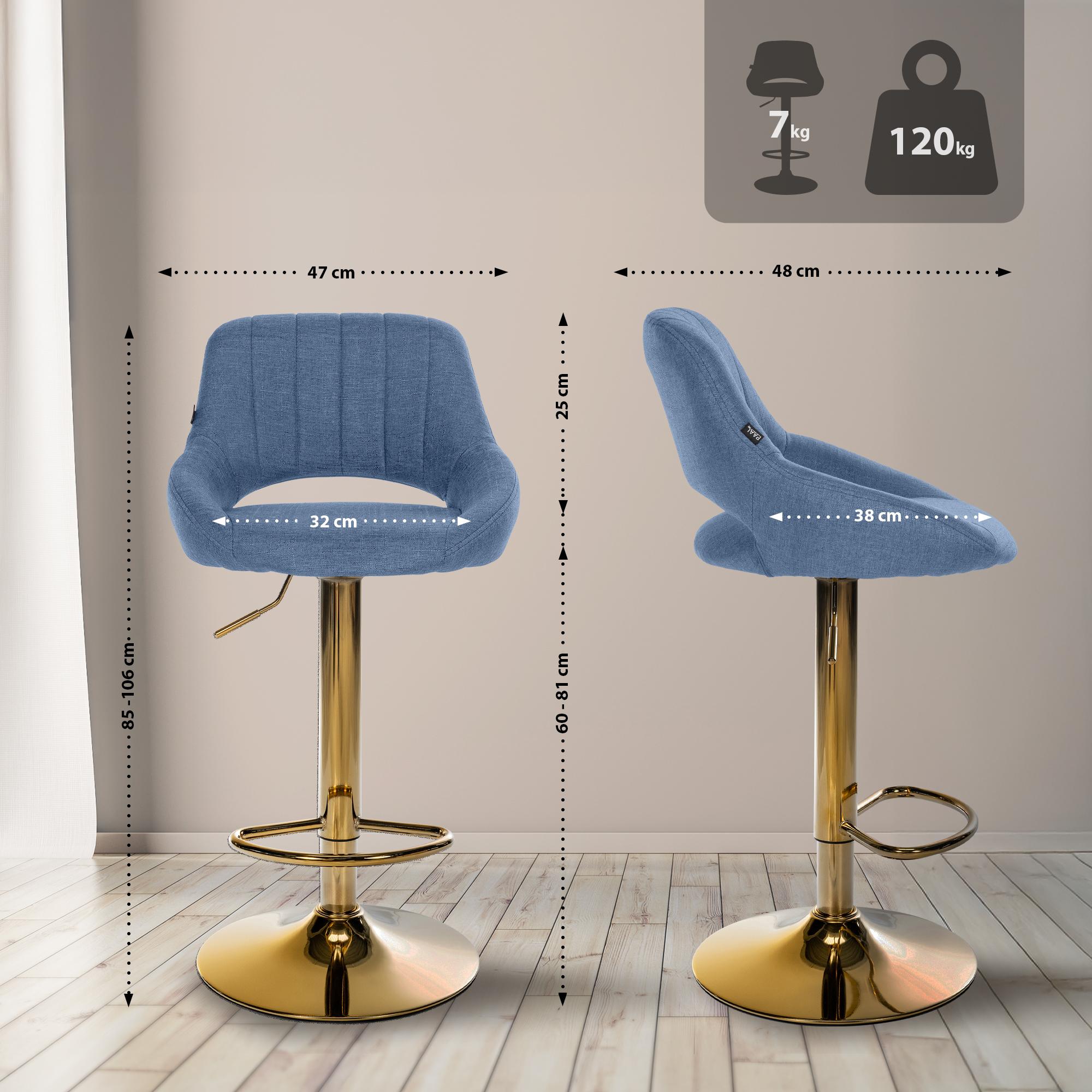 Barhocker Milet Stoff gold, blau