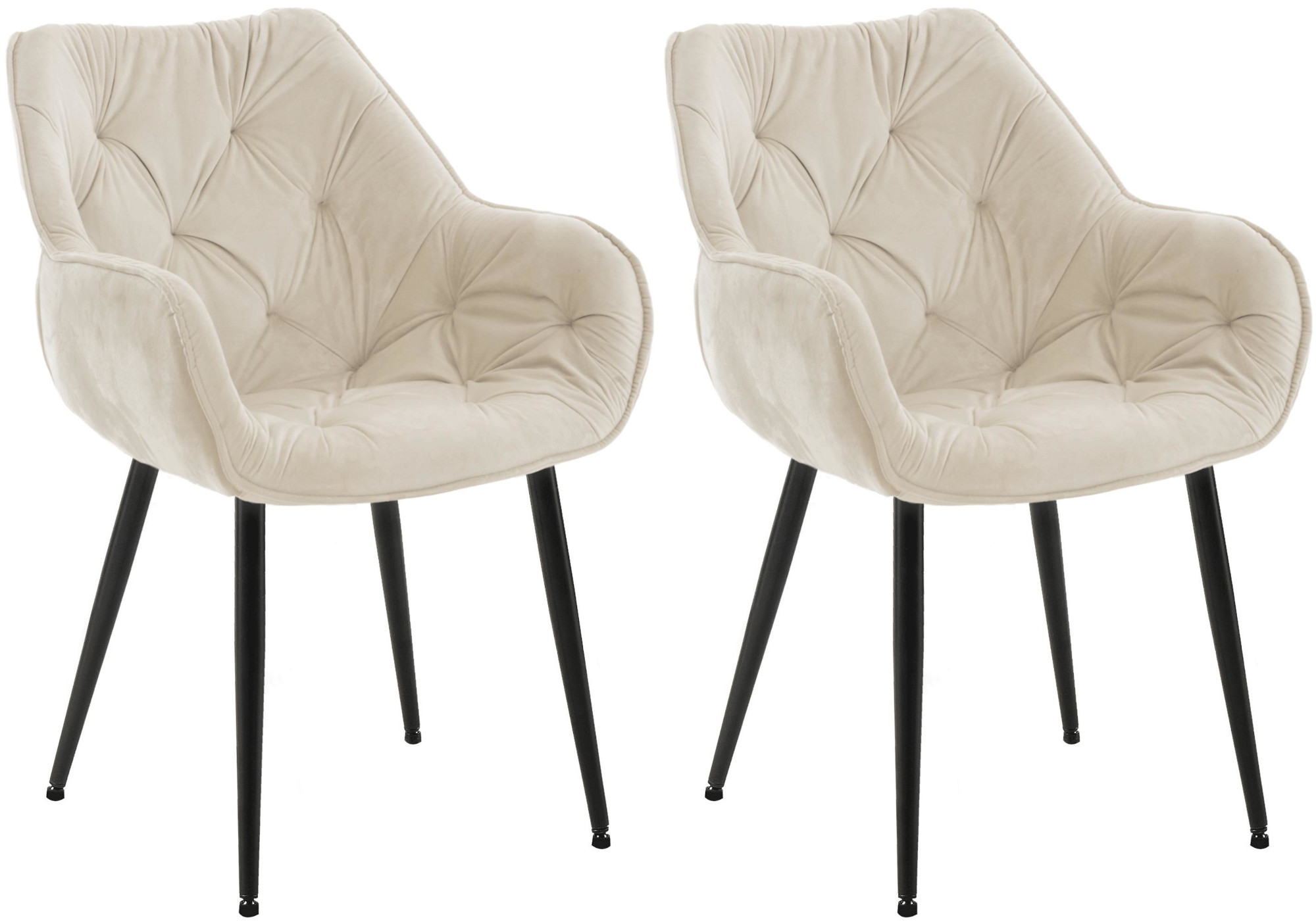 2er Set Stuhl Tanna Samt, creme