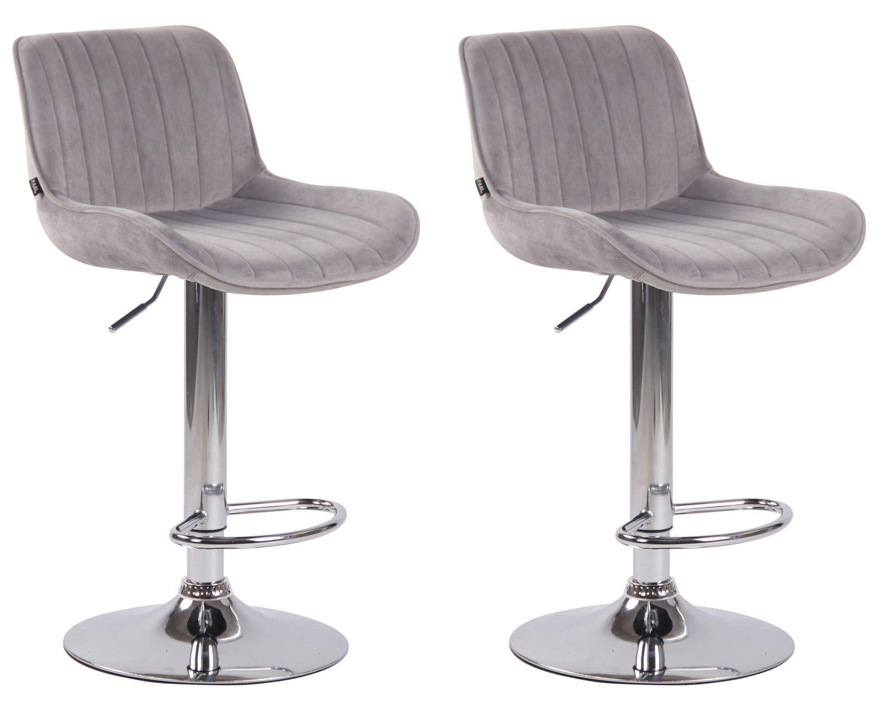 2er Set Barhocker Lentini Samt chrom, grau