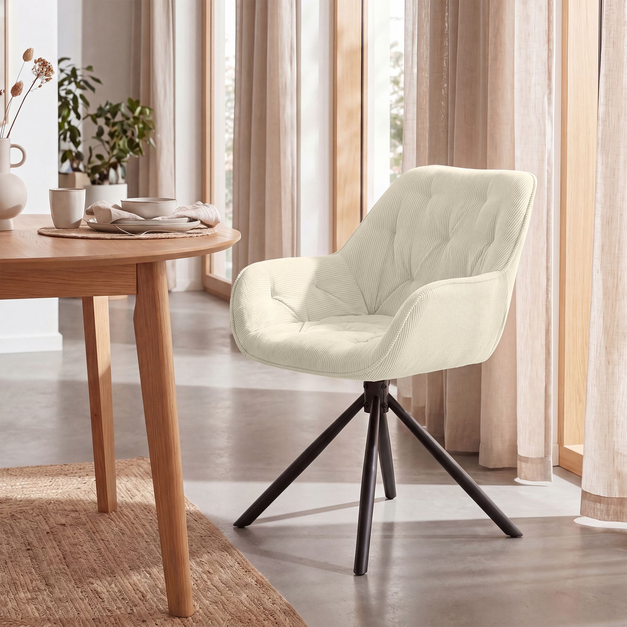 Esszimmerstuhl Rimio Cord, creme