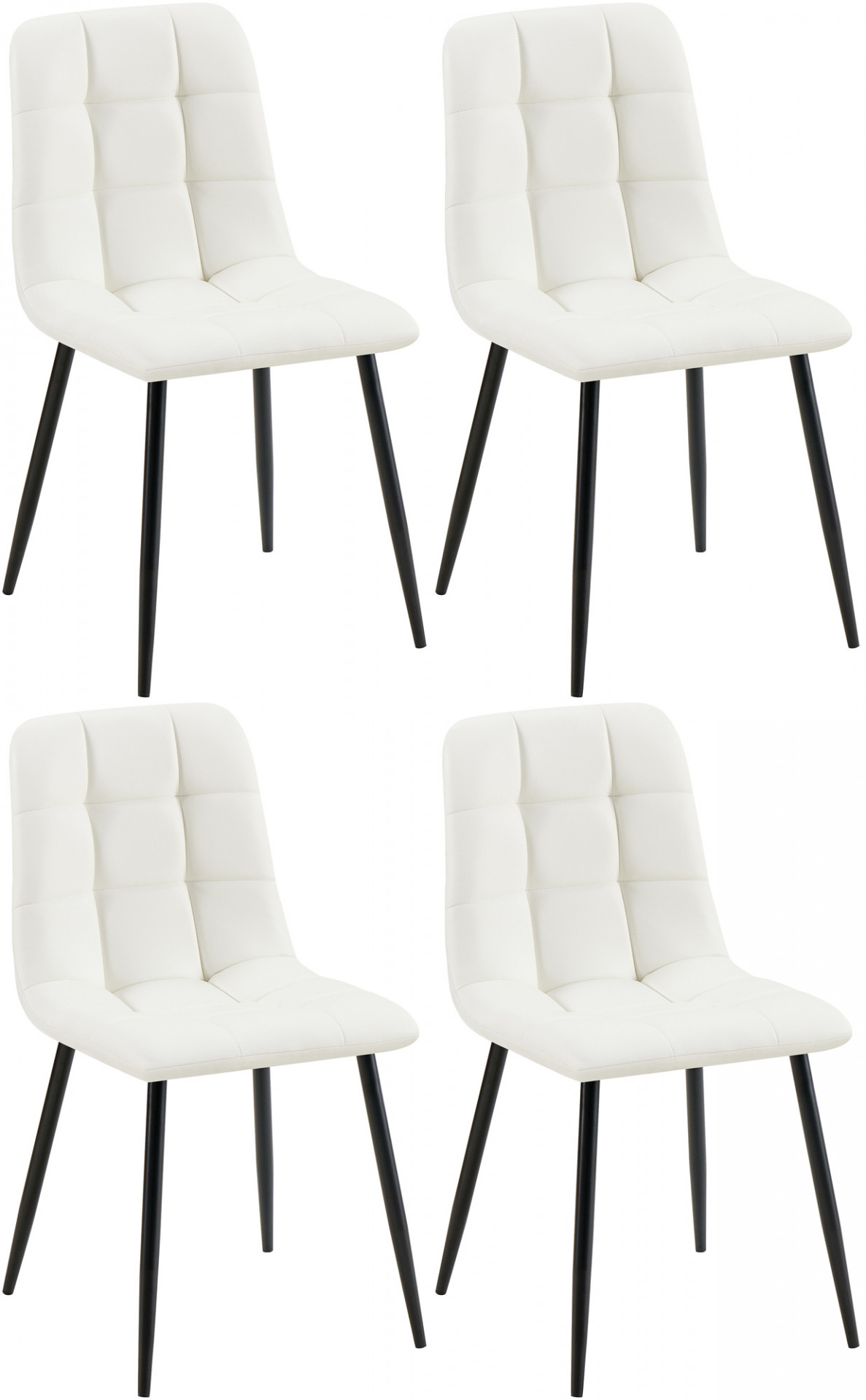 4er Set Esszimmerstuhl Antibes Kunstleder, weiß