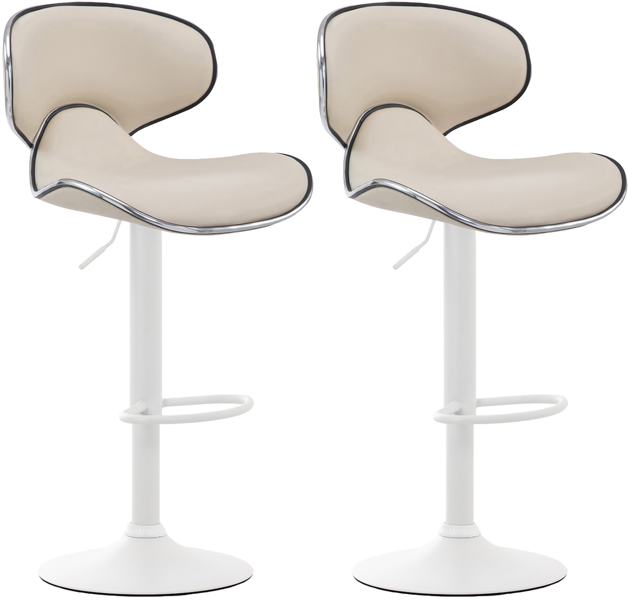 2er Set Barhocker Las Vegas V2 Kunstleder weiß, creme