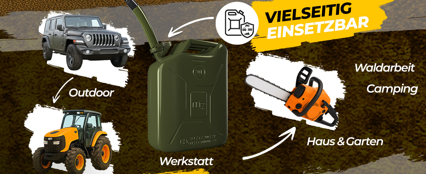 Metallkanister 20L 3er-Set inkl Ausgießer