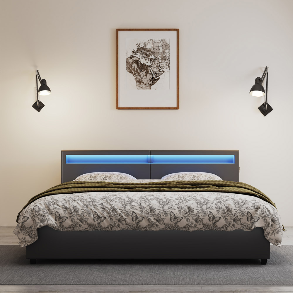 Familienbett mit Schubladen - 270 x 200 cm mit Matratze Schwarz