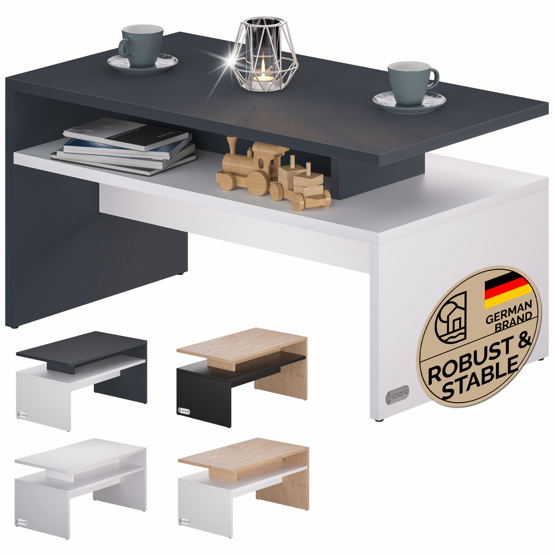 Couchtisch Sacramento Weiß/Anthrazit 95x55x50cm