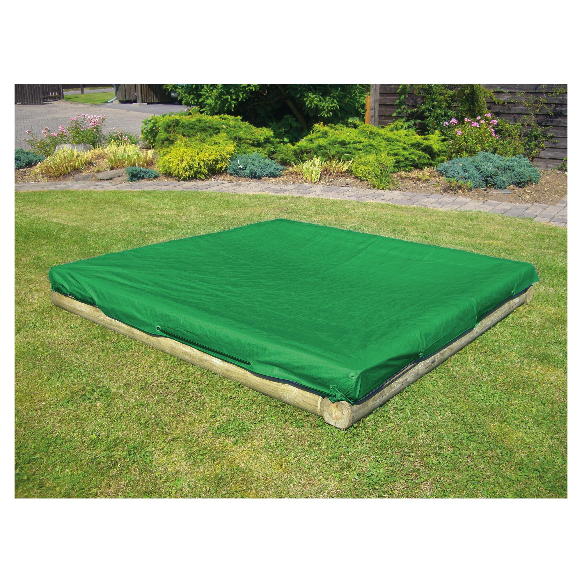 527199 Sandkastenabdeckung, PE Gewebeplane, B 225 x T 225 cm, 140g/m², grün,, mit elastischer Kordel