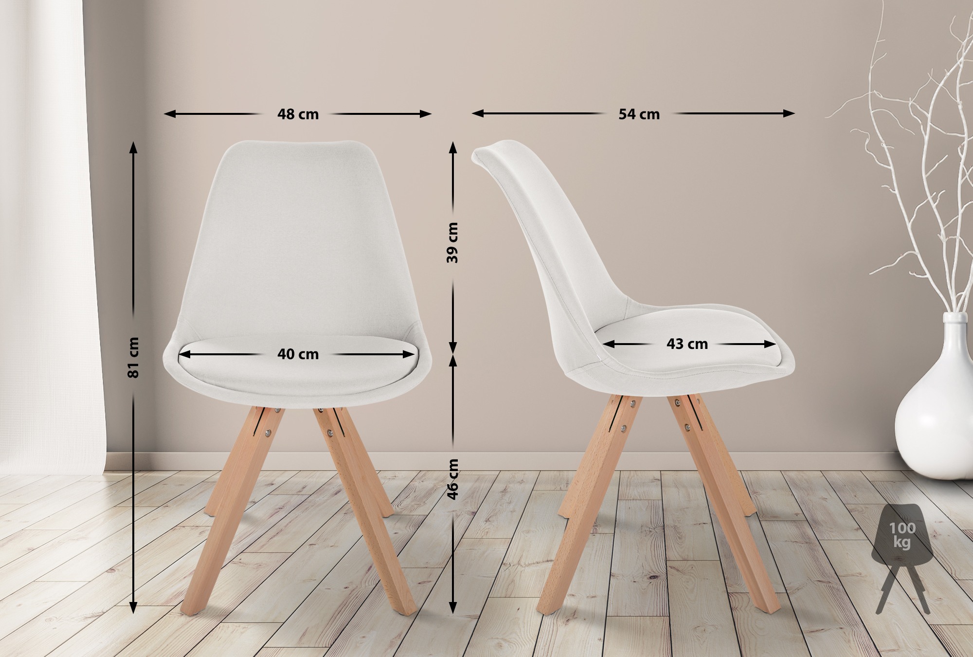 Stuhl Sofia Stoff Square, creme