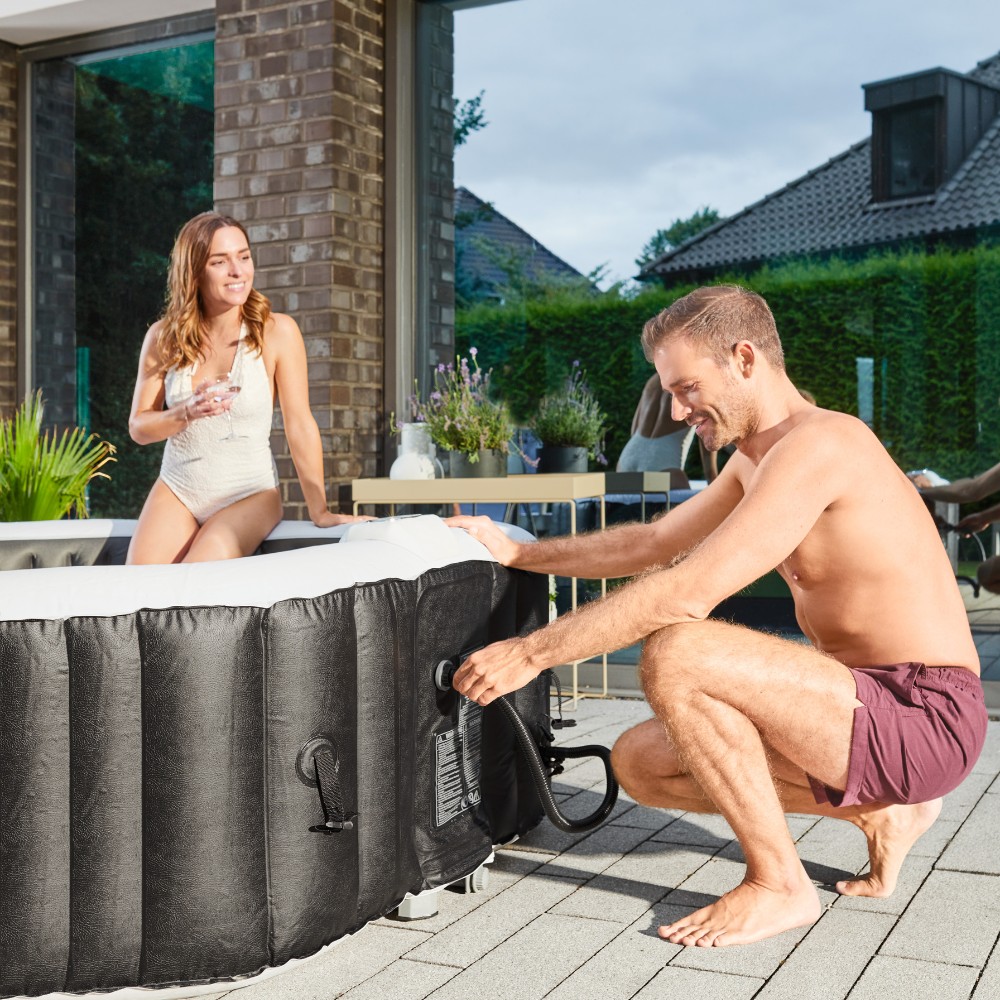 Outdoor Whirlpool DROP inkl. Kissen, Getränkehalter und Sonnendach - ⌀185 cm Schwarz