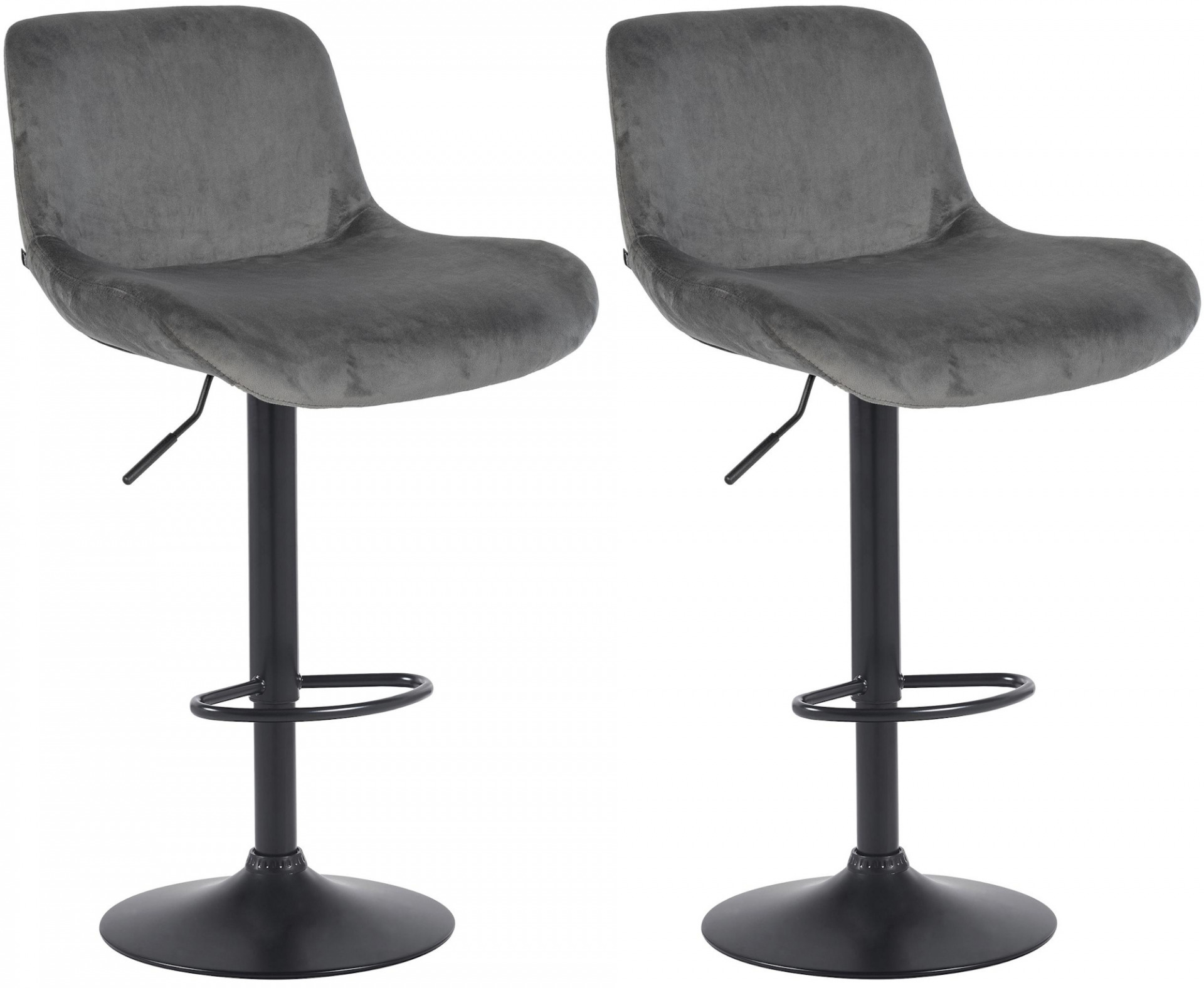 2er Set Barhocker Solon Schwarz Samt, dunkelgrau