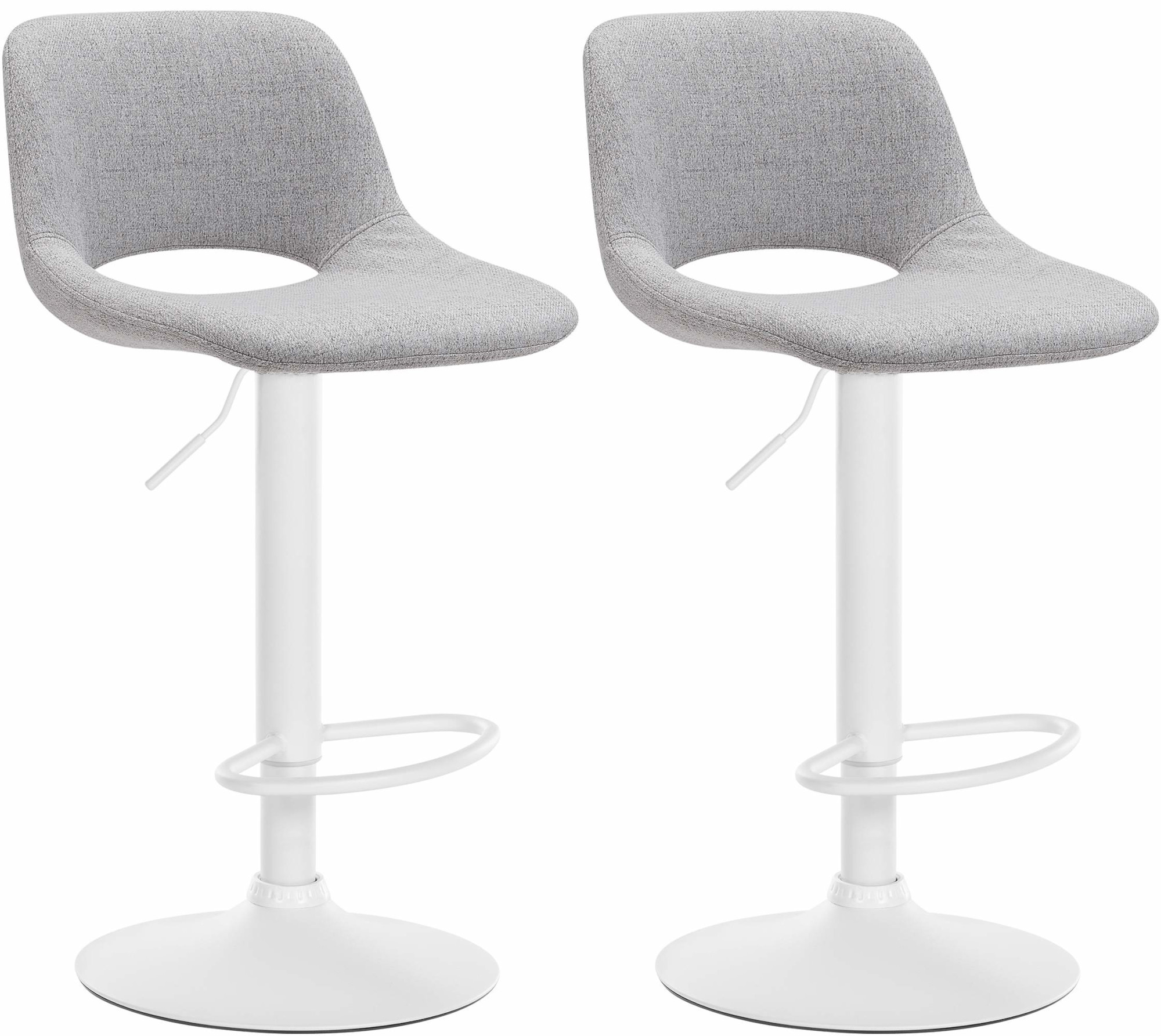 2er Set Barhocker Camden Stoff weiß, hellgrau