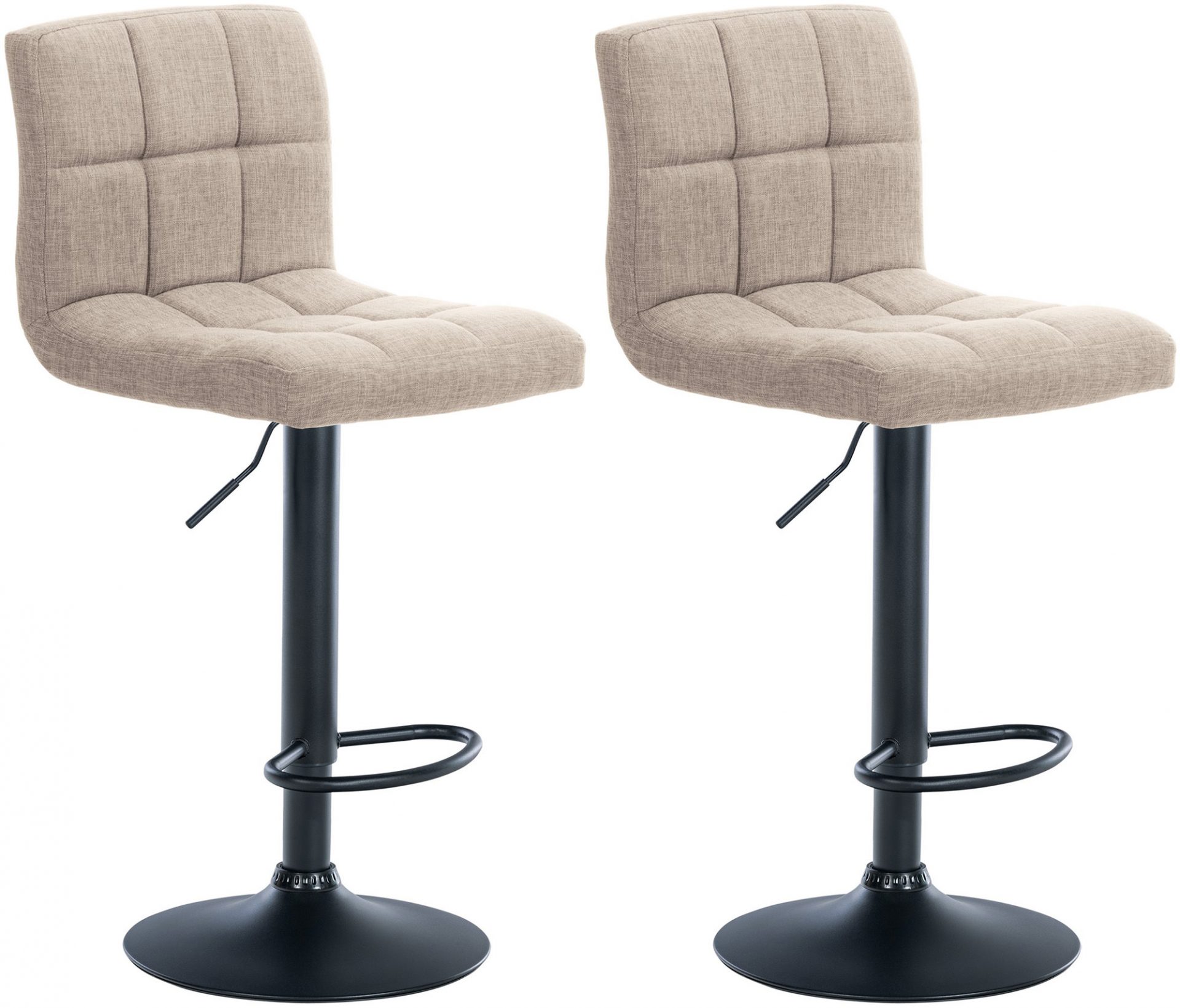 2er Set Barhocker Calma Stoff schwarz, creme