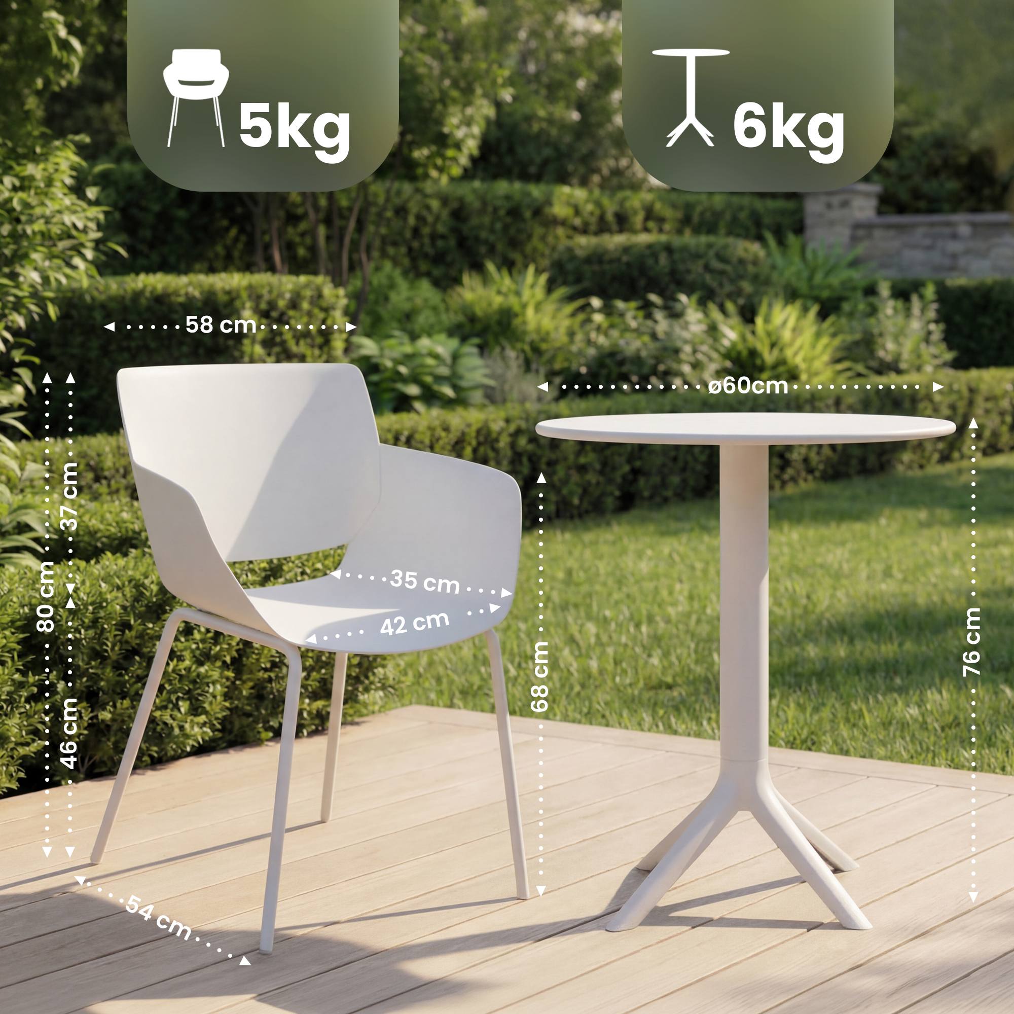 Gartenmöbel-Set Siora mit 2 Stühlen, weiß